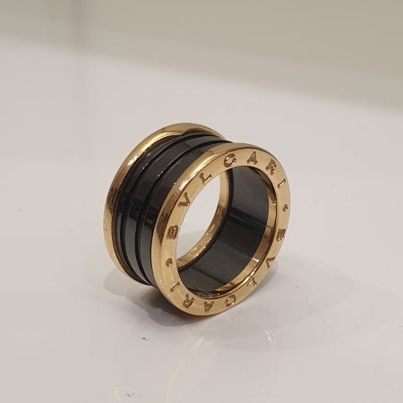 Bvlgari 18K Yellow Gold Black Ceramic Ring-Rings-Bvlgari-The Closet Egypt