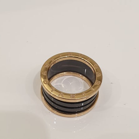 Bvlgari 18K Yellow Gold Black Ceramic Ring-Rings-Bvlgari-The Closet Egypt