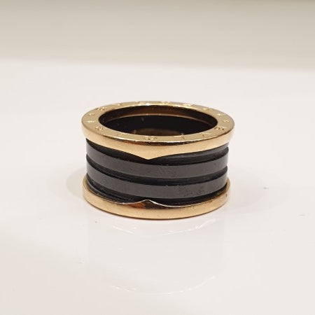 Bvlgari 18K Yellow Gold Black Ceramic Ring-Rings-Bvlgari-The Closet Egypt