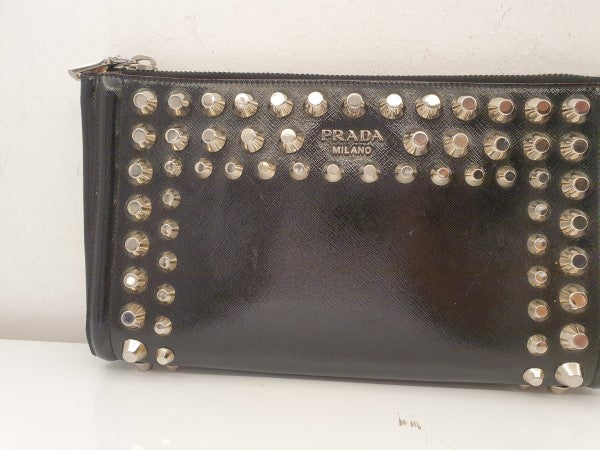Prada Black Studded Clutch-Clutch-Prada-The Closet Egypt