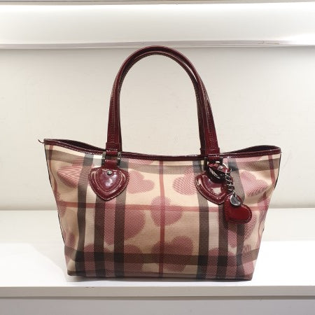 Burberry Red Nova Check Heart Gracie Diaper Tote Bag-handbag-Burberry-The Closet Egypt
