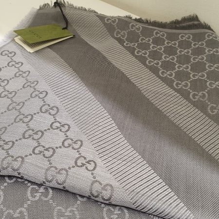 Gucci Light Grey Scarf-Scarf-Gucci-The Closet Egypt