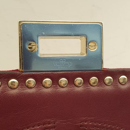 Valentino Dark Red Velvet Garavani Rockstud Tote Bag