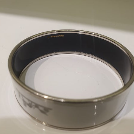 Hermes White Enamel Printed Bracelet-Bracelet-Hermes-The Closet Egypt