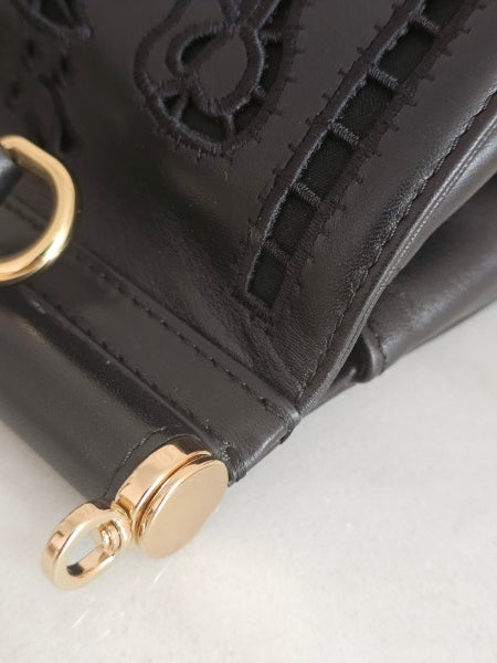 Dolce & Gabbana Black Embroidered Laser Cut Miss Sicily Satchel Medium Bag-handbag-Dolce & Gabbana-The Closet Egypt