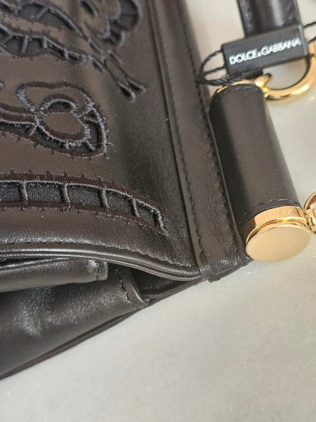 Dolce & Gabbana Black Embroidered Laser Cut Miss Sicily Satchel Medium Bag-handbag-Dolce & Gabbana-The Closet Egypt