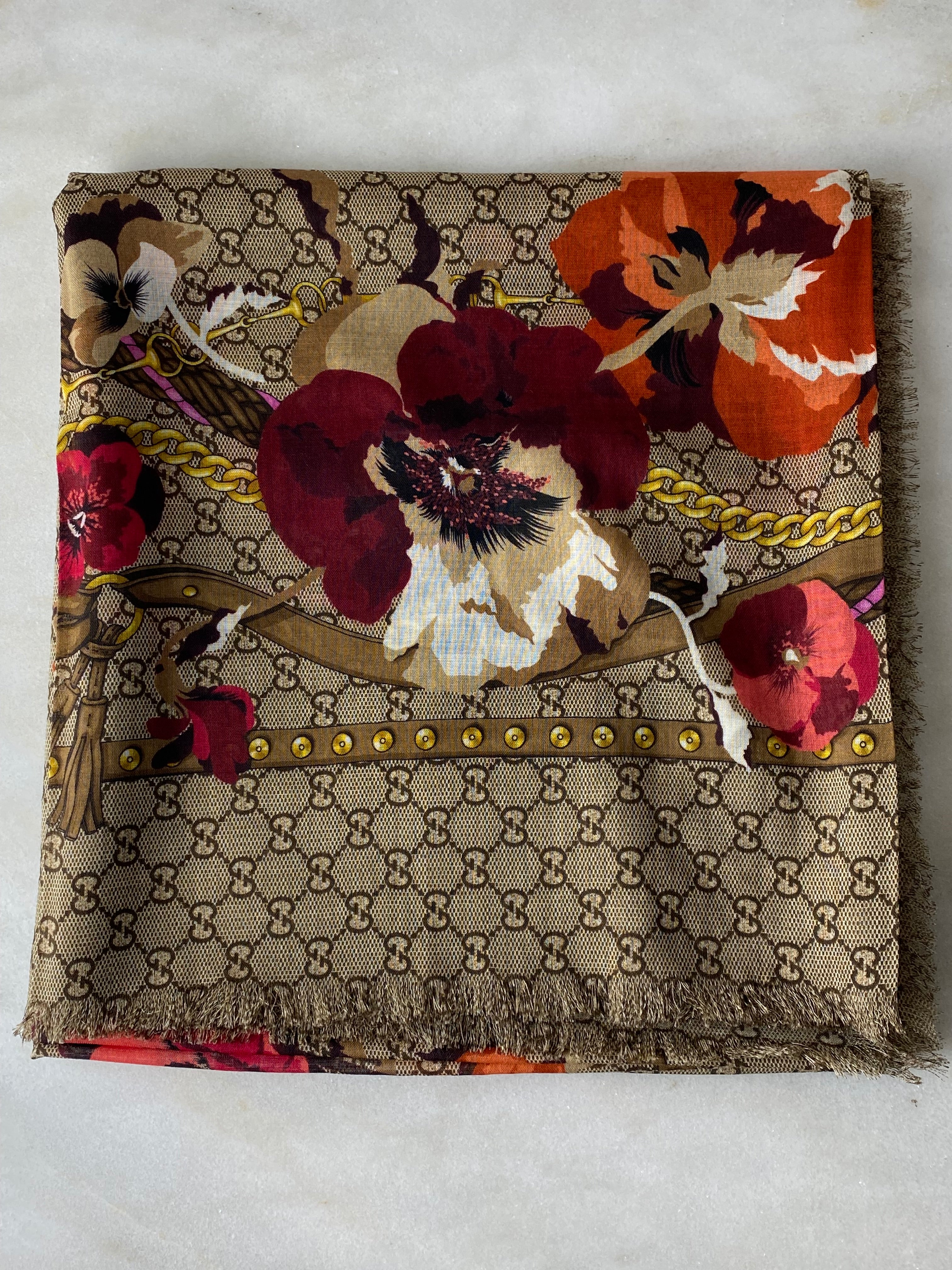 Gucci Bicolor GG Floral Scarf-Scarf-Gucci-The Closet Egypt