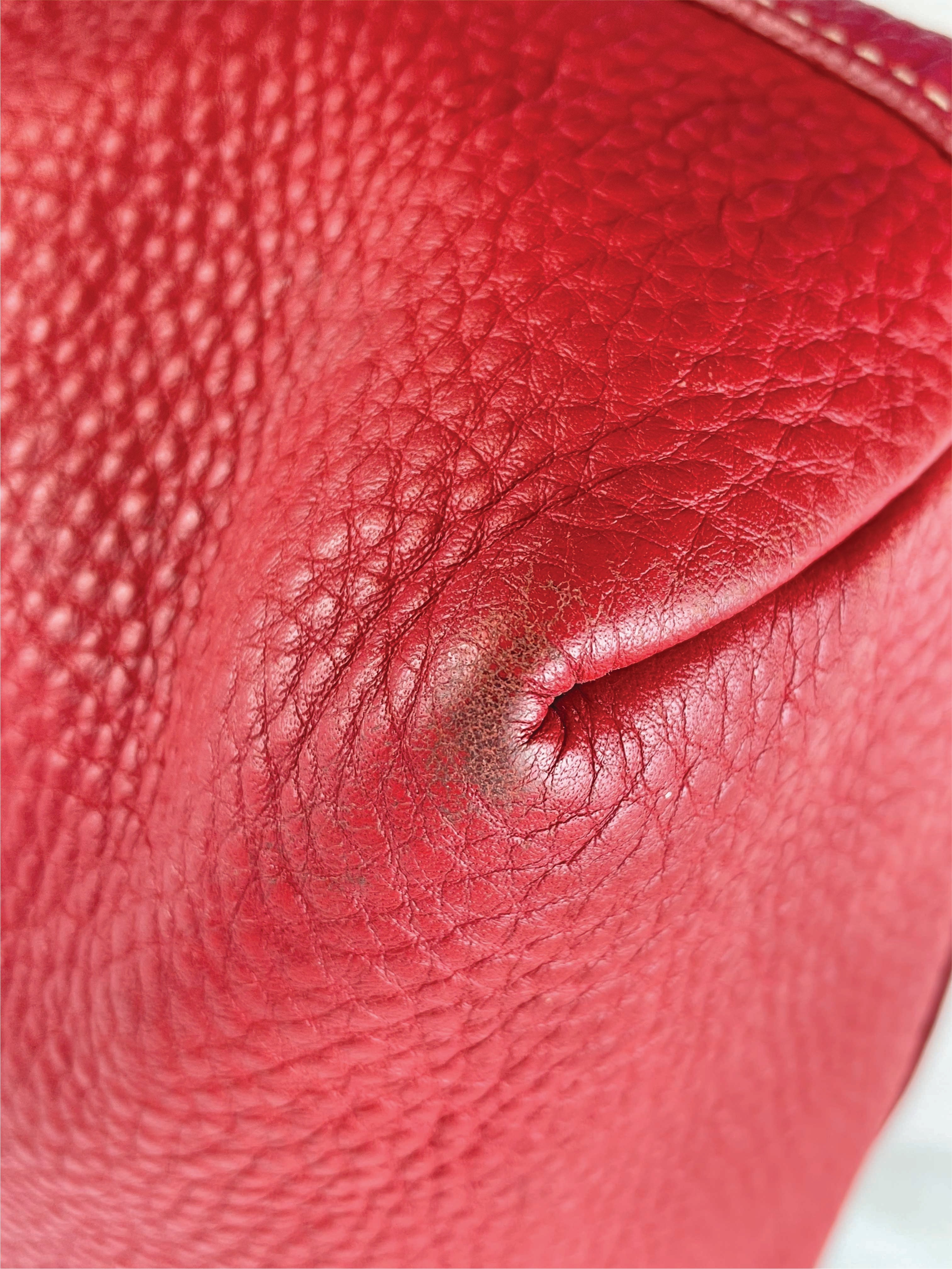 Prada Red Vitello Daino Tote Bag W/ Strap