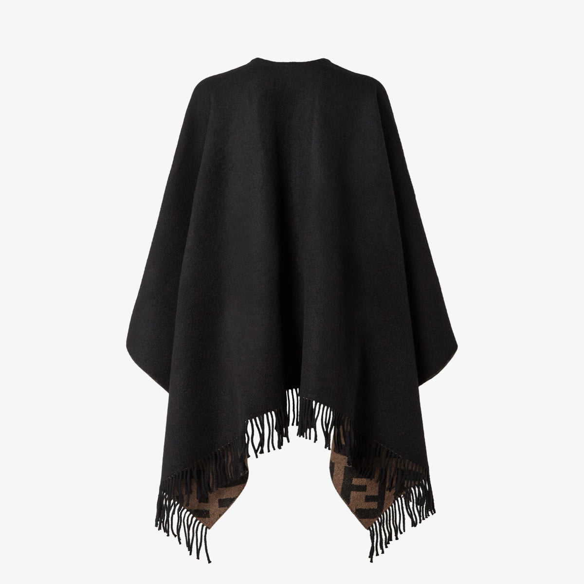 FENDI reversible Brown ff poncho wool /cashmere