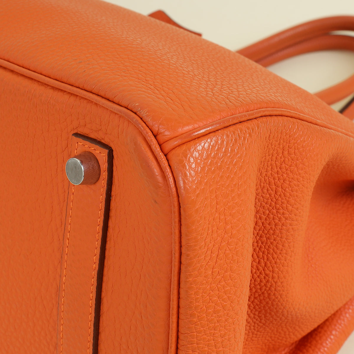 Hermes Orange Birkin 35 Evergrain Bag