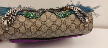 Gucci Bicolor GG Supreme Monogram Feather Embroidered Parrot Dionysus Bag-handbag-Gucci-The Closet Egypt