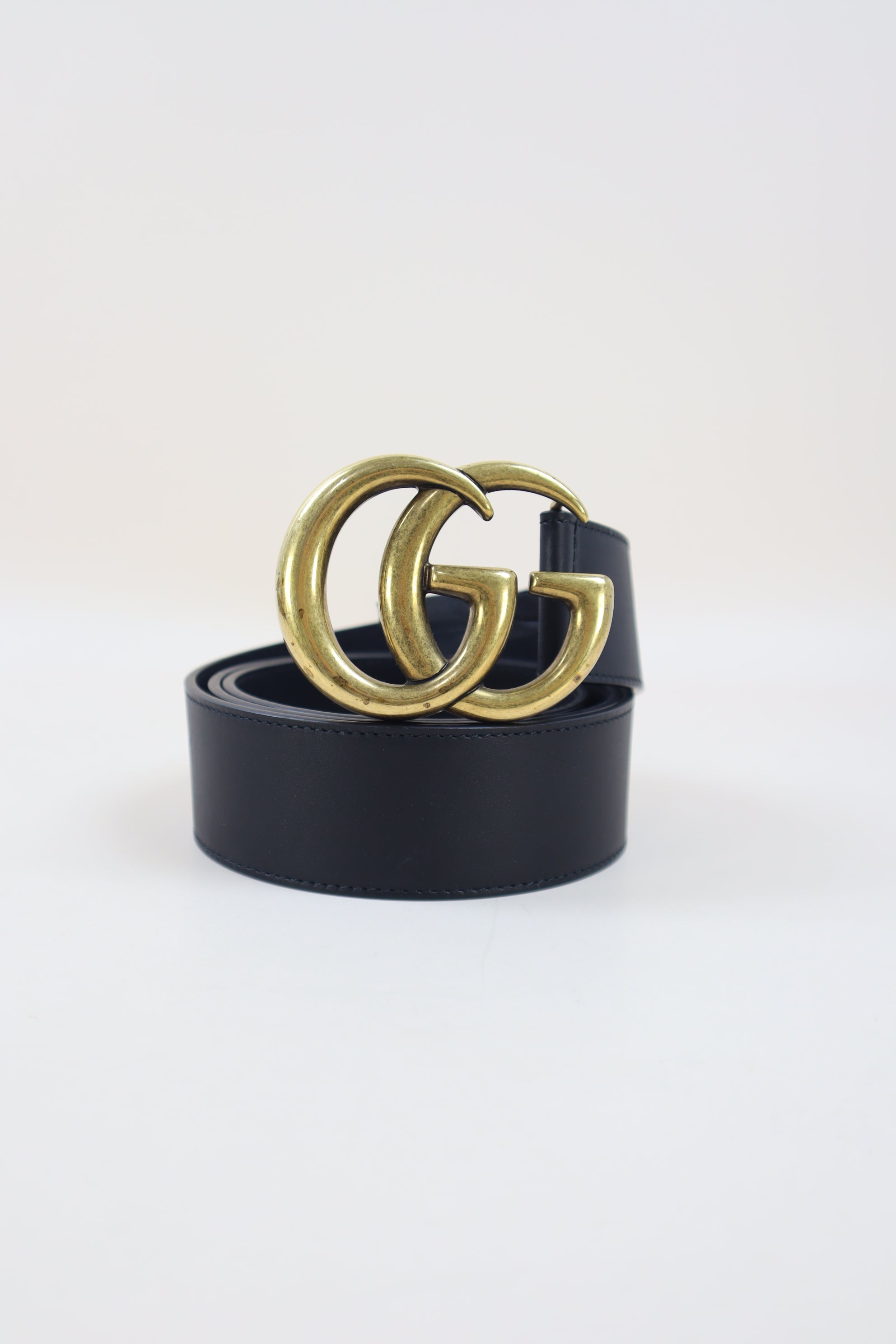 Gucci Black GG Wide Belt with Shiny Buckle 38