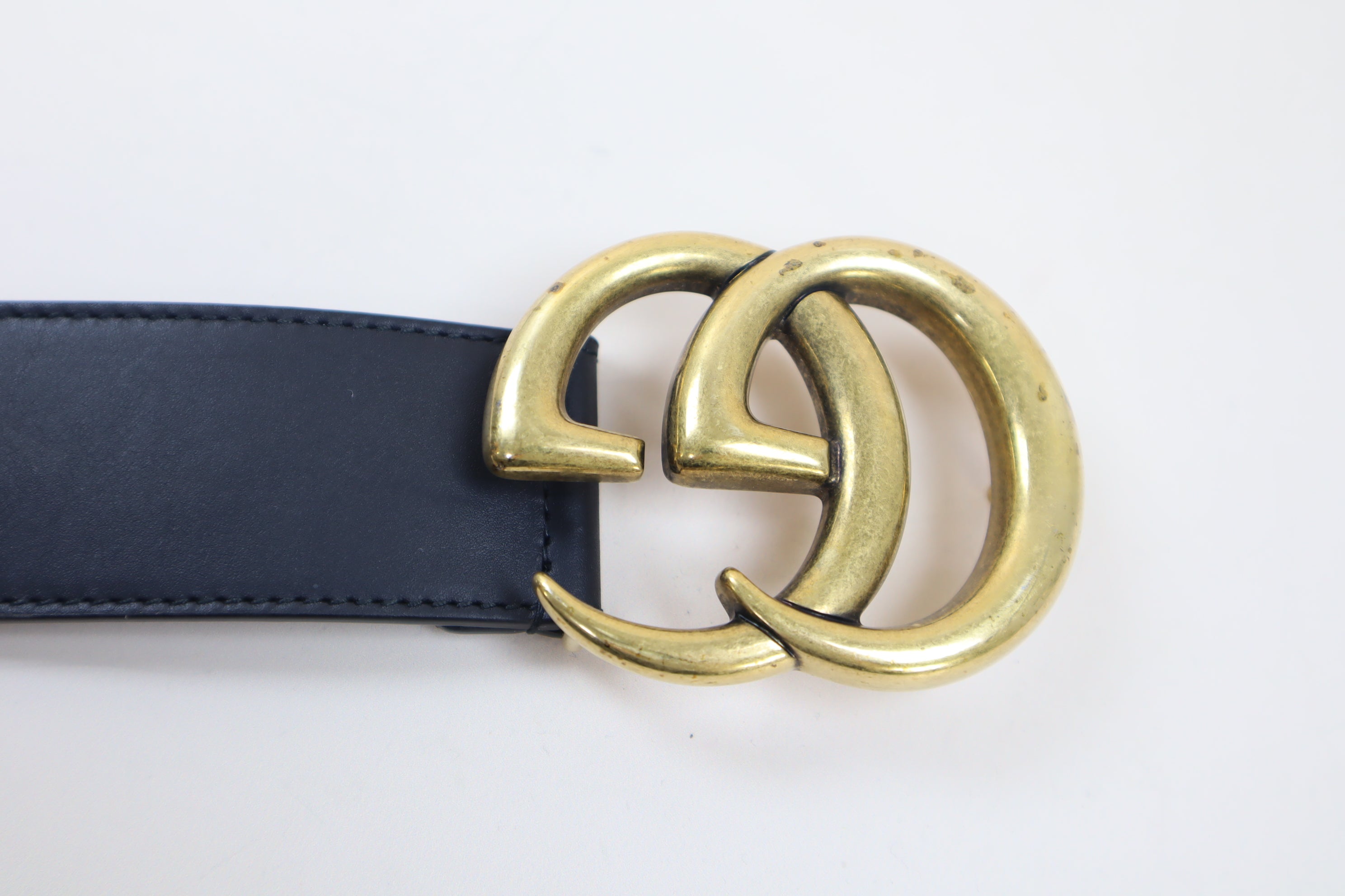 Gucci Black GG Wide Belt with Shiny Buckle 38