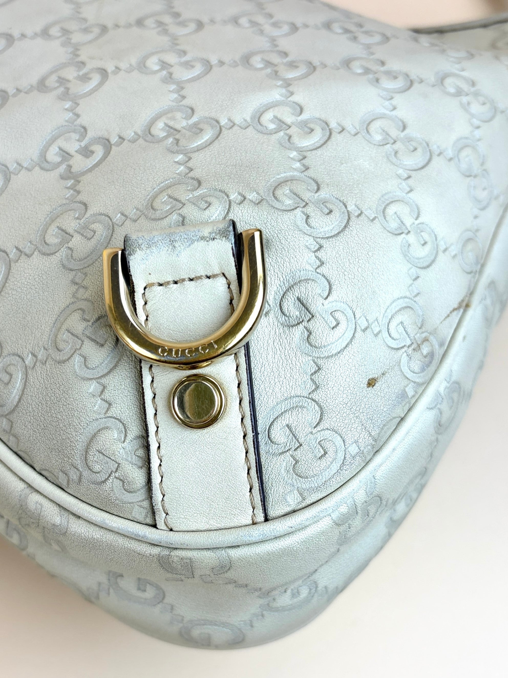 Gucci beige Gucci Sima leather abbey d-ring small hobo