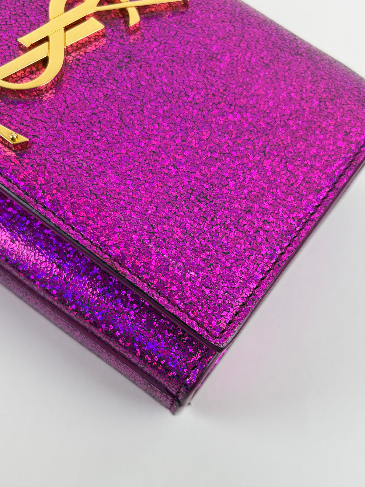 YSL pink glitter leather Kate small