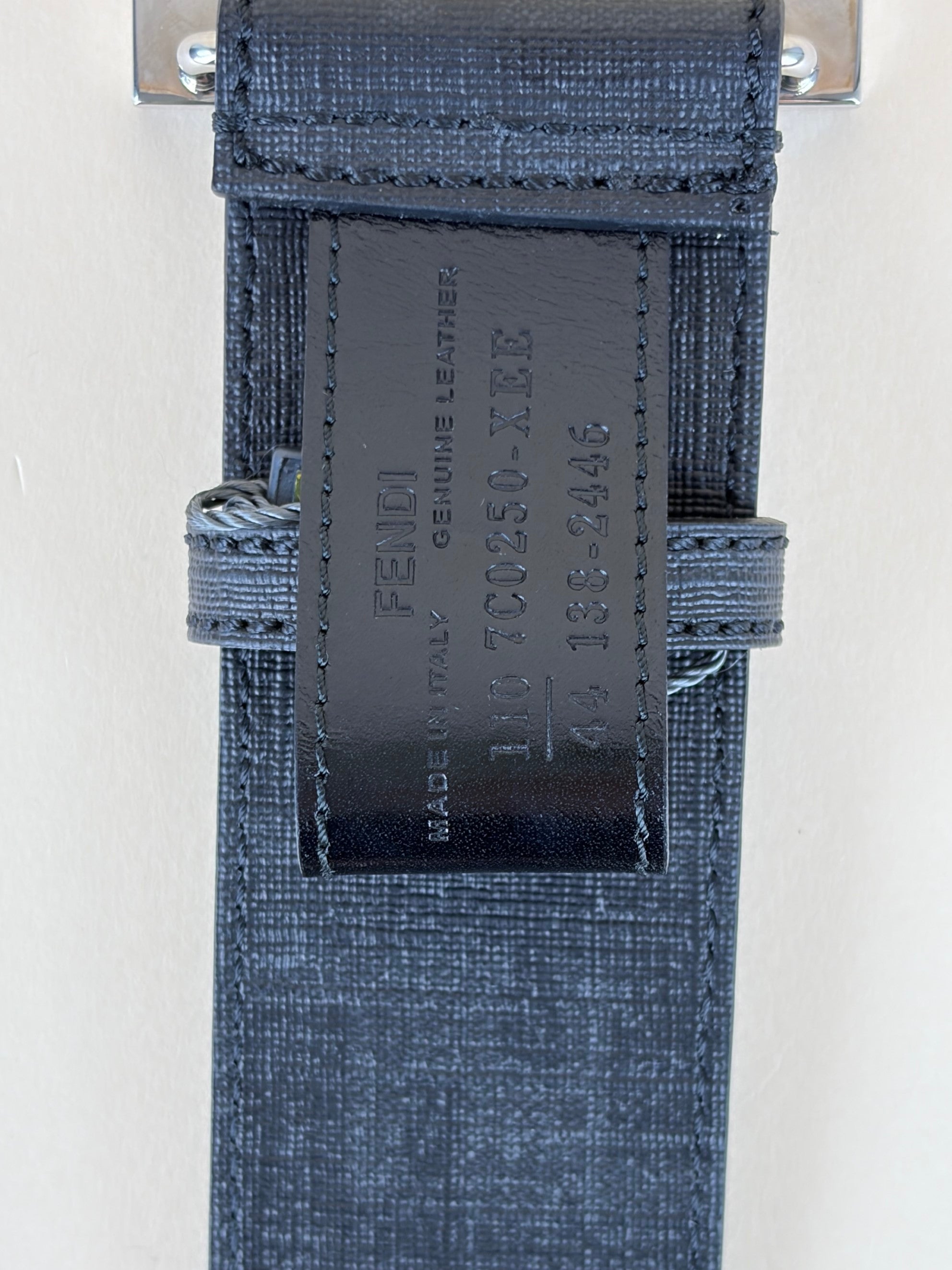 Fendi Dark Grey Zucca Spalmati College Belt 44