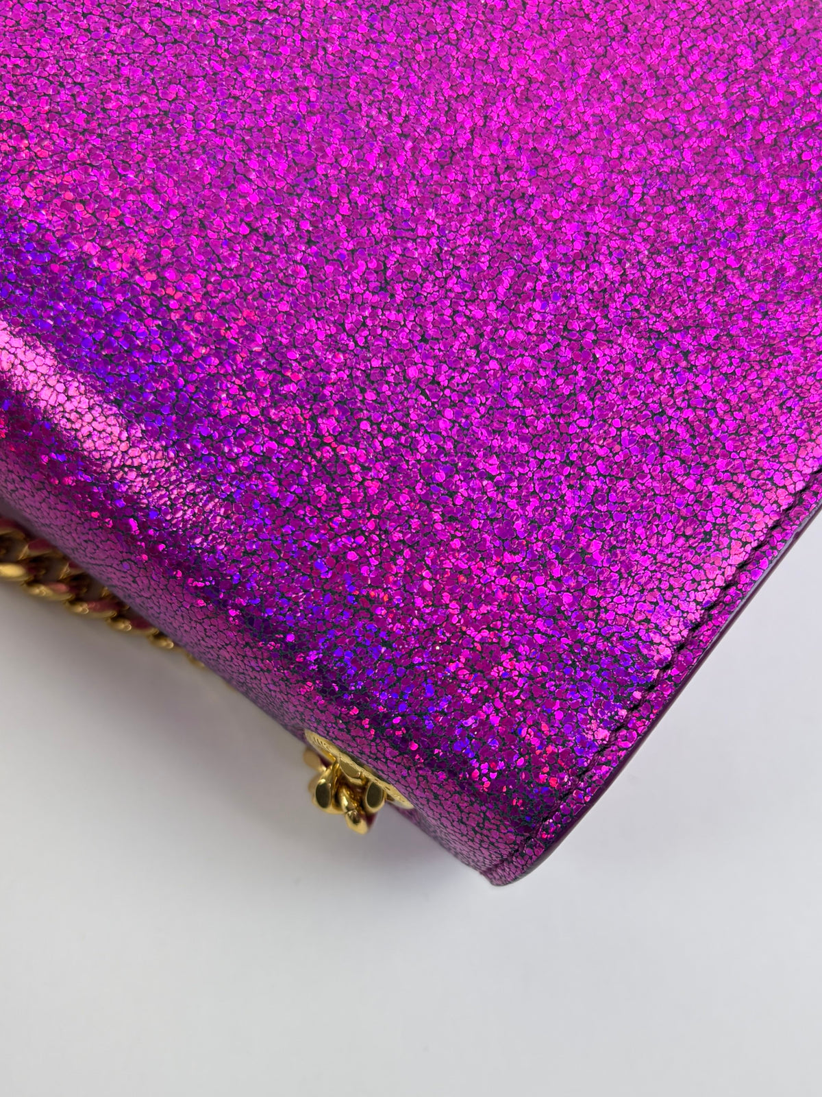 YSL pink glitter leather Kate small