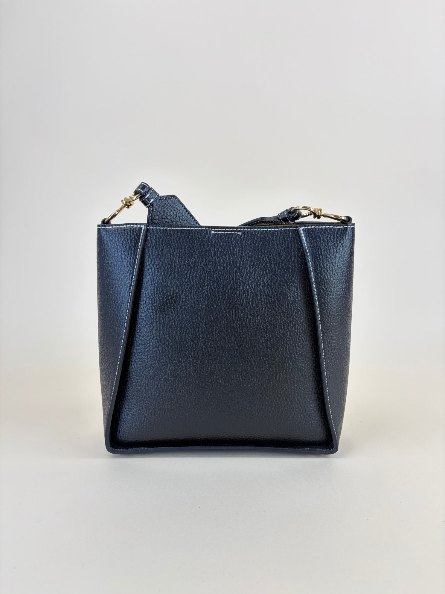 Stella McCartney black rainy leather logo square cross body bag