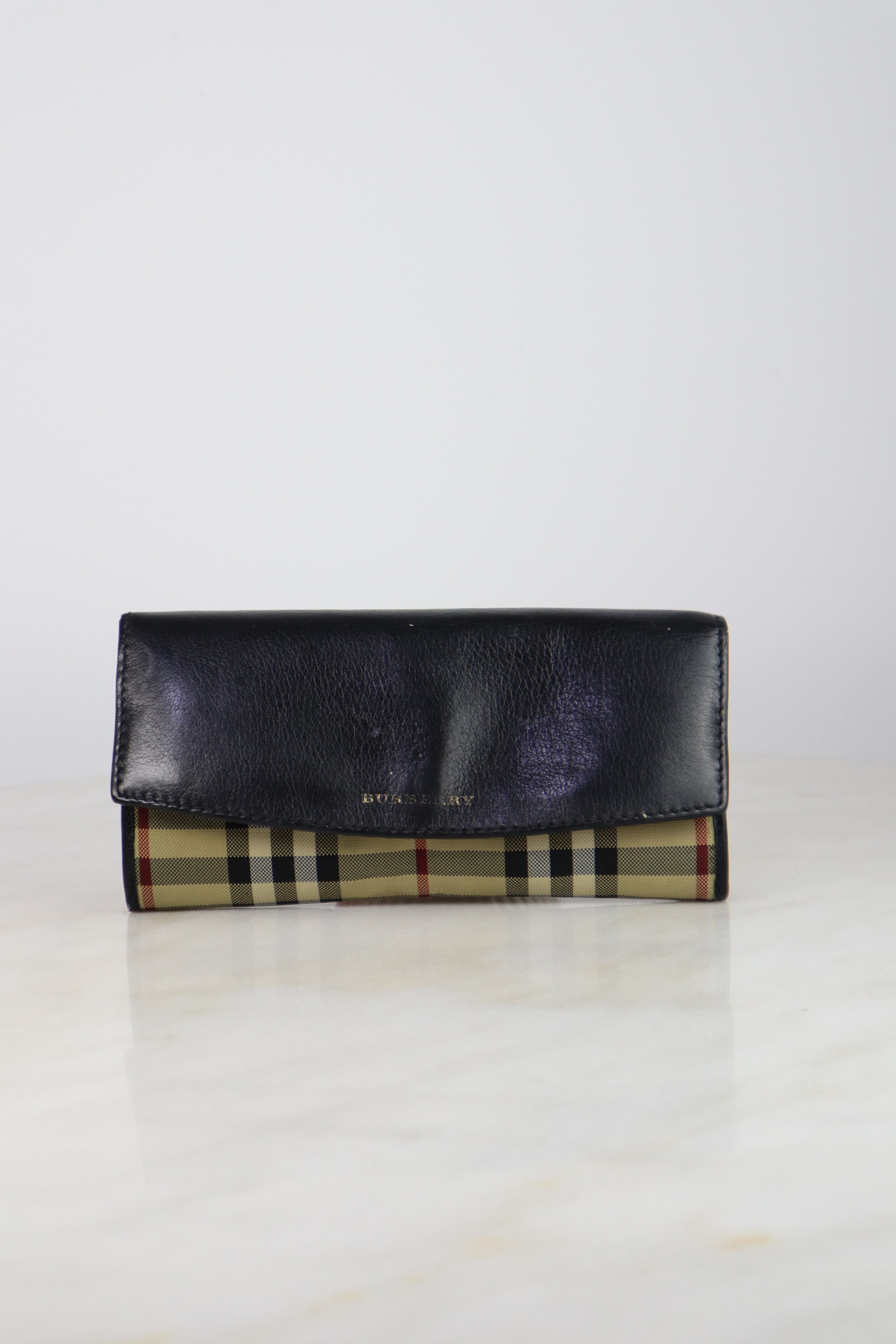 Burberry House Check Black Porter Continental Long Wallet