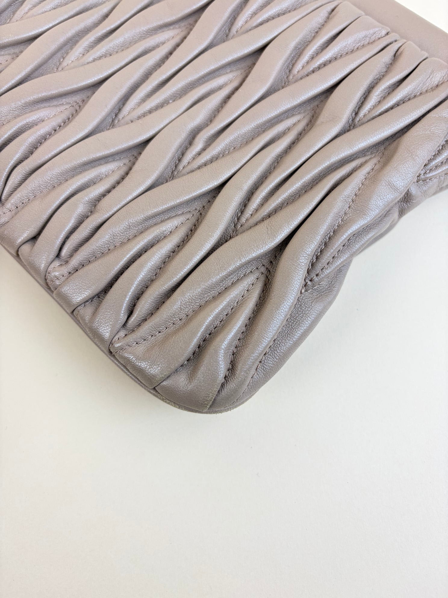 Miu Miu pink nude Matelasse Chain Clutch Bag