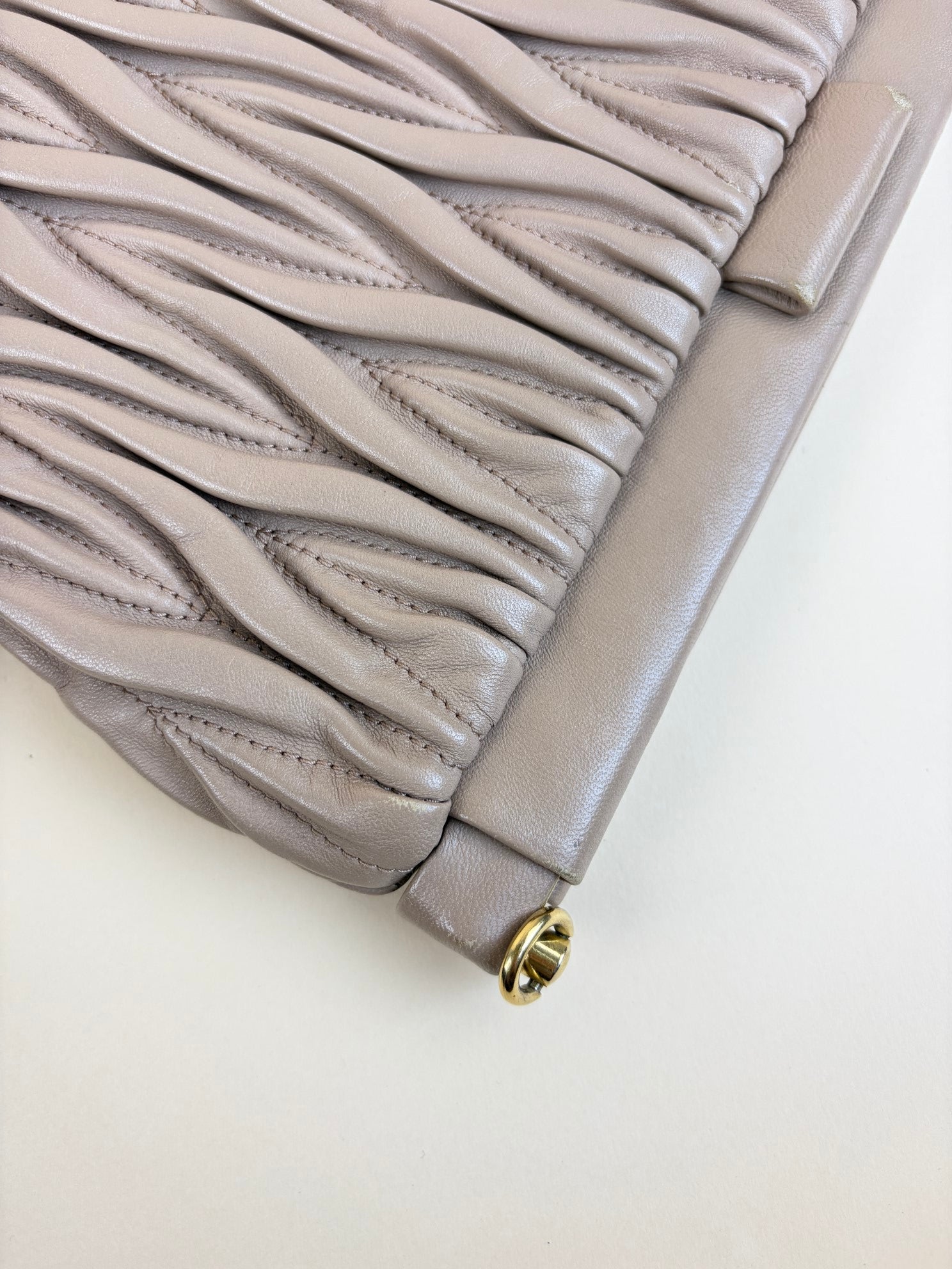Miu Miu pink nude Matelasse Chain Clutch Bag