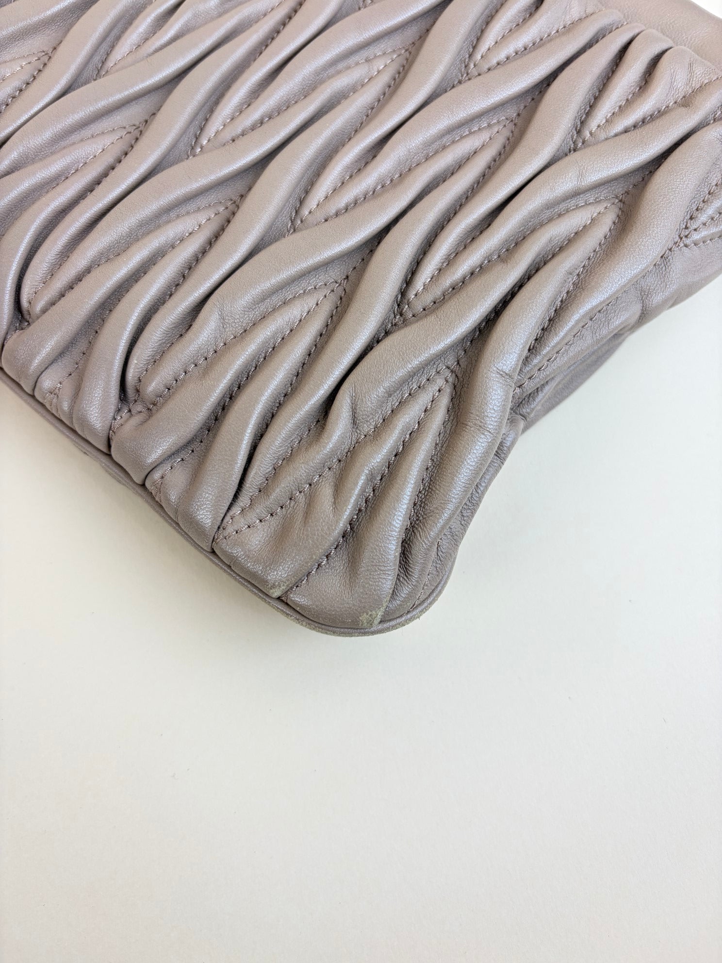 Miu Miu pink nude Matelasse Chain Clutch Bag