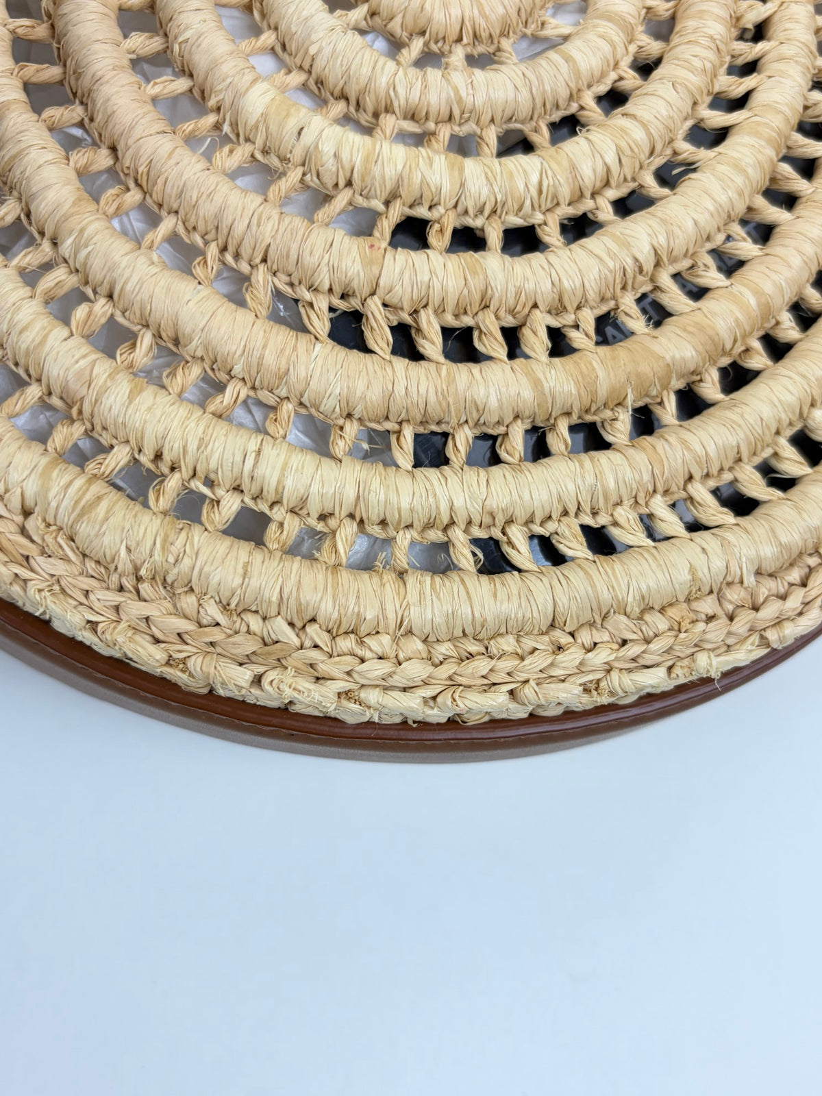 YSL natural /brick raffia round crossbody bag