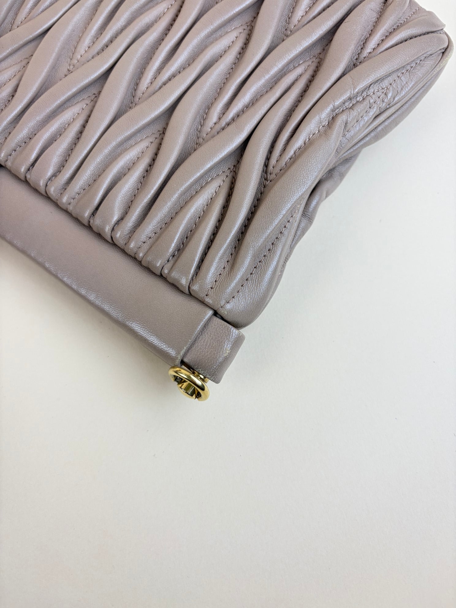 Miu Miu pink nude Matelasse Chain Clutch Bag