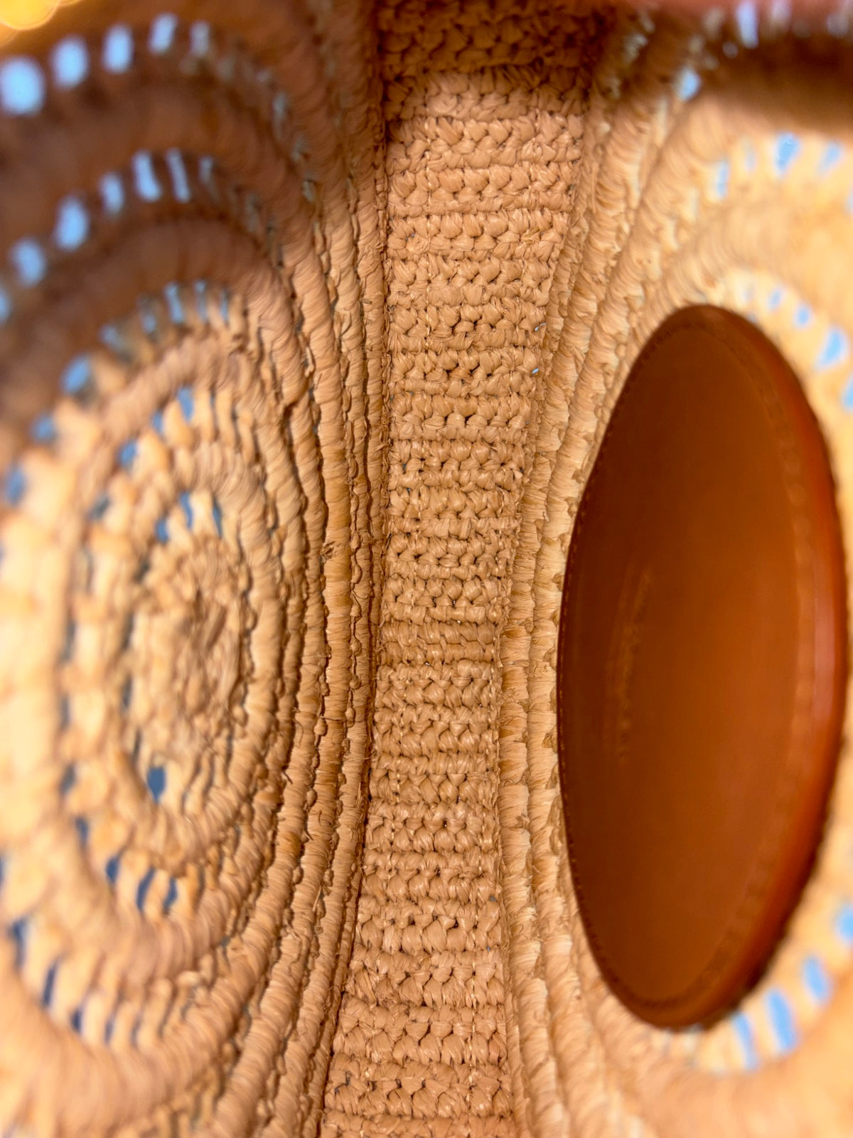 YSL natural /brick raffia round crossbody bag