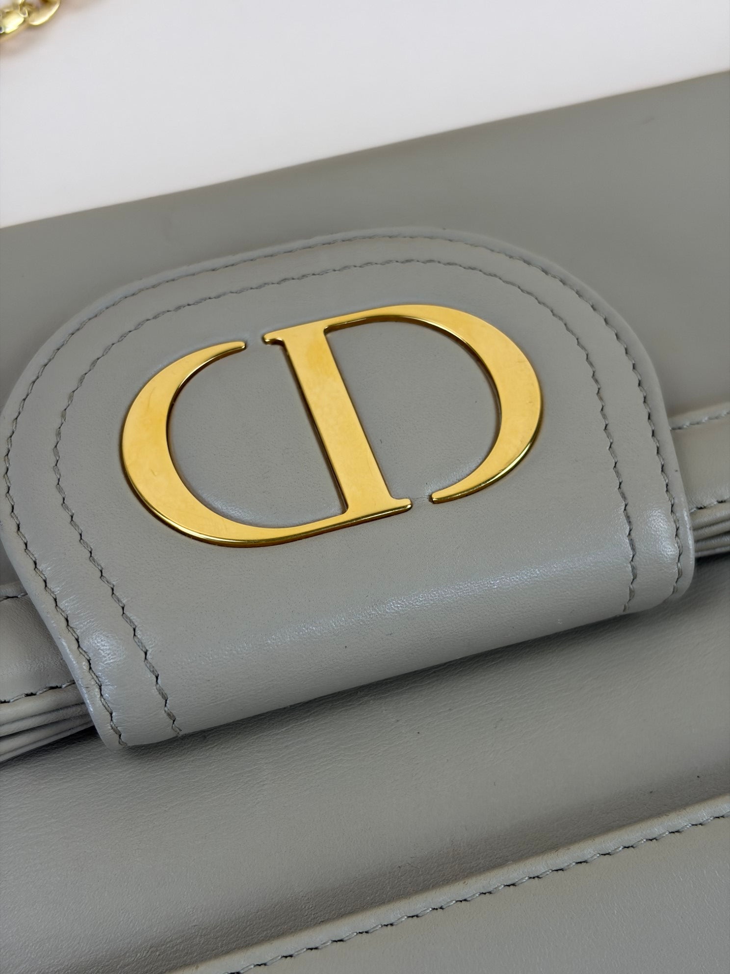 DIOR beige calfskin Dior double medium chain bag