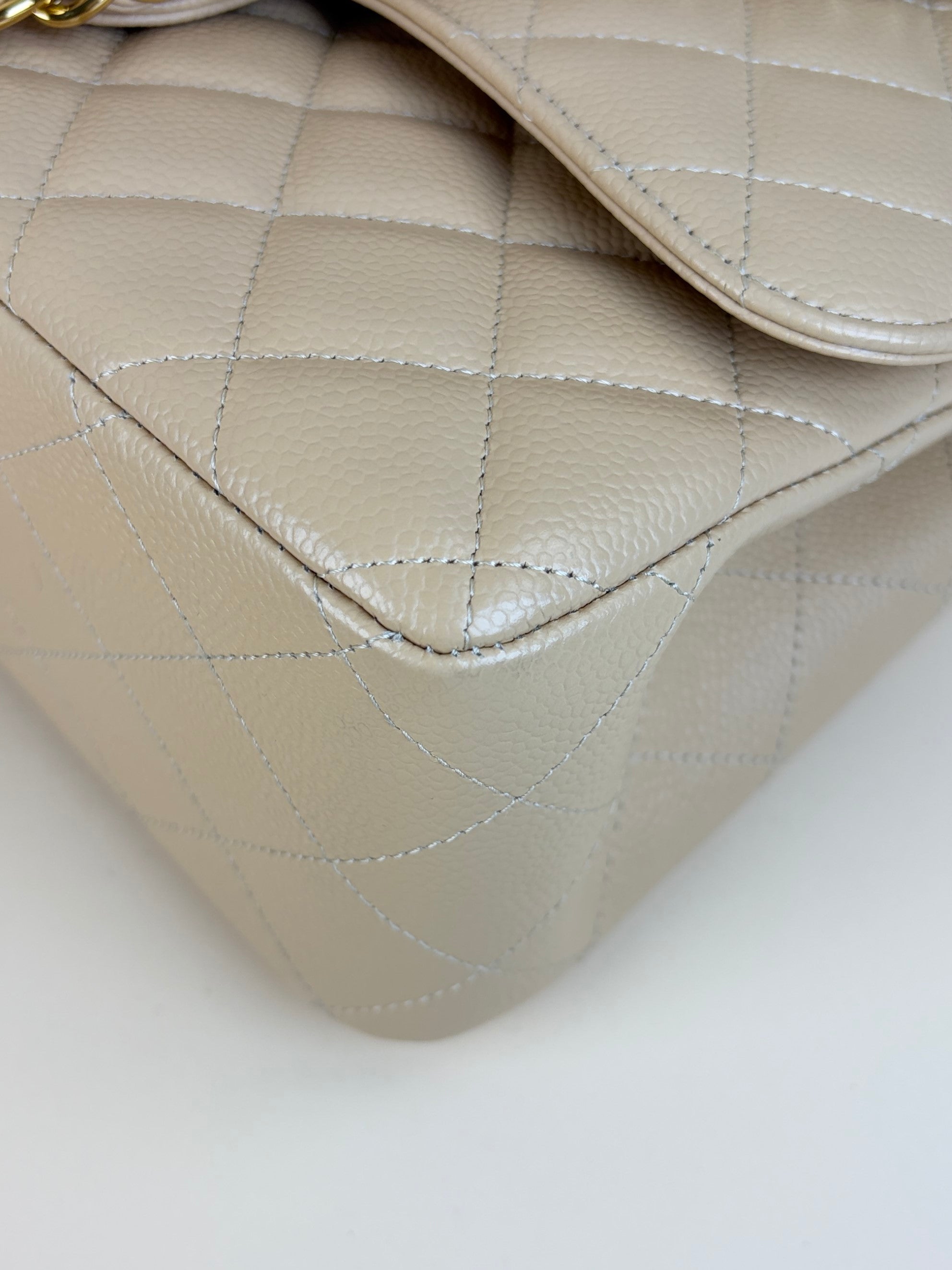 Chanel Beige Classic Double Flap jumbo Bag