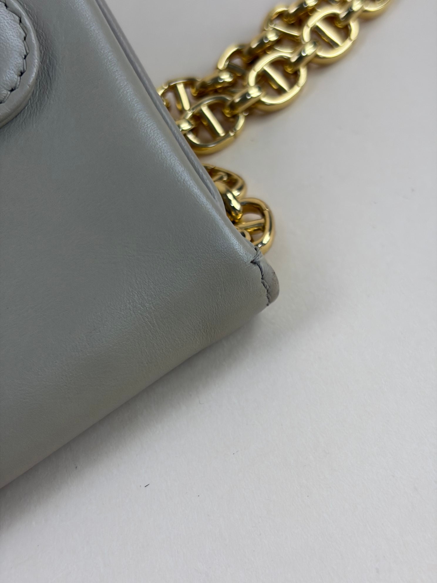 DIOR beige calfskin Dior double medium chain bag