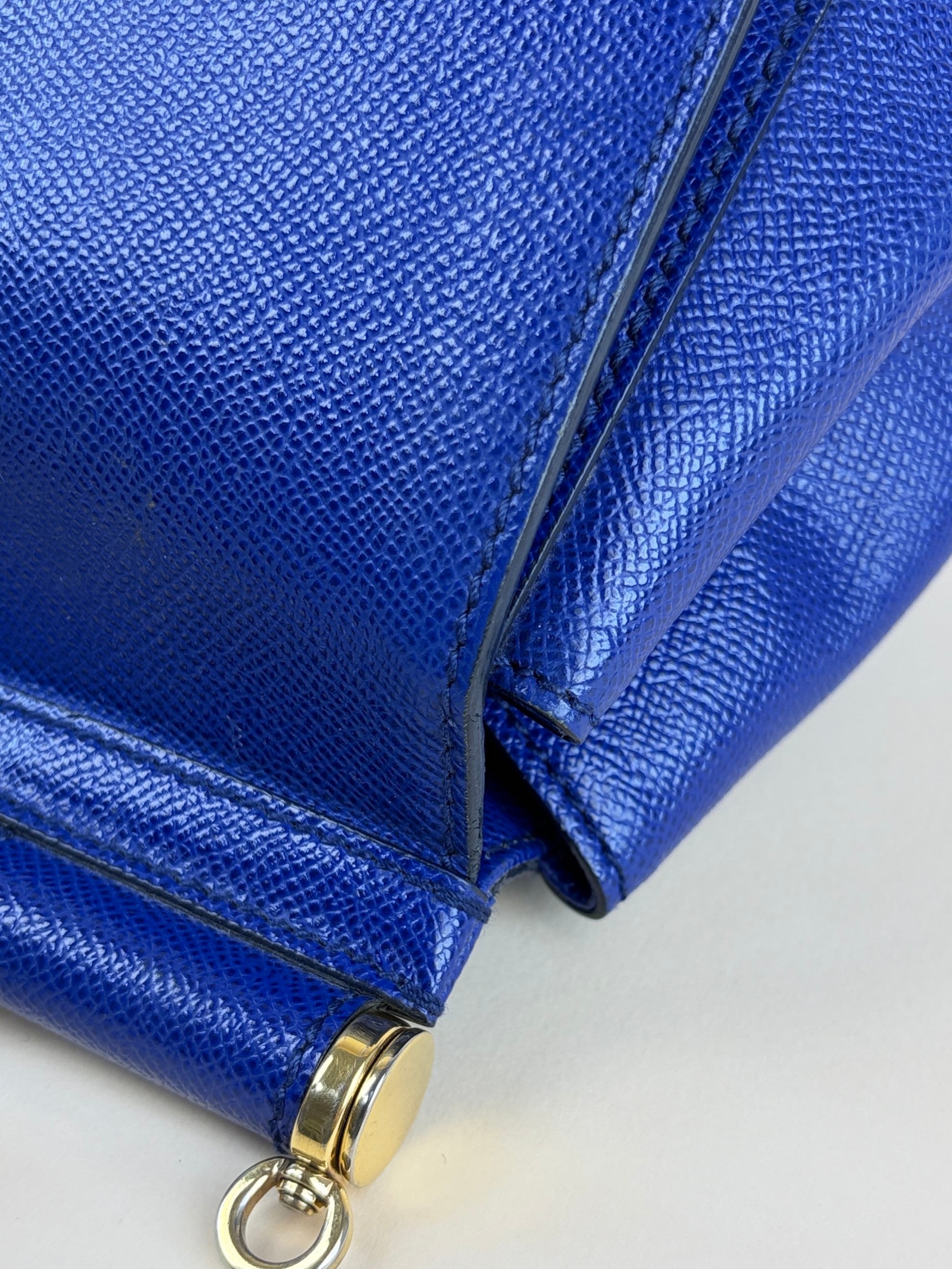 Dolce & Gabbana Blue Dauphine Large Sicily Handbag with Strap