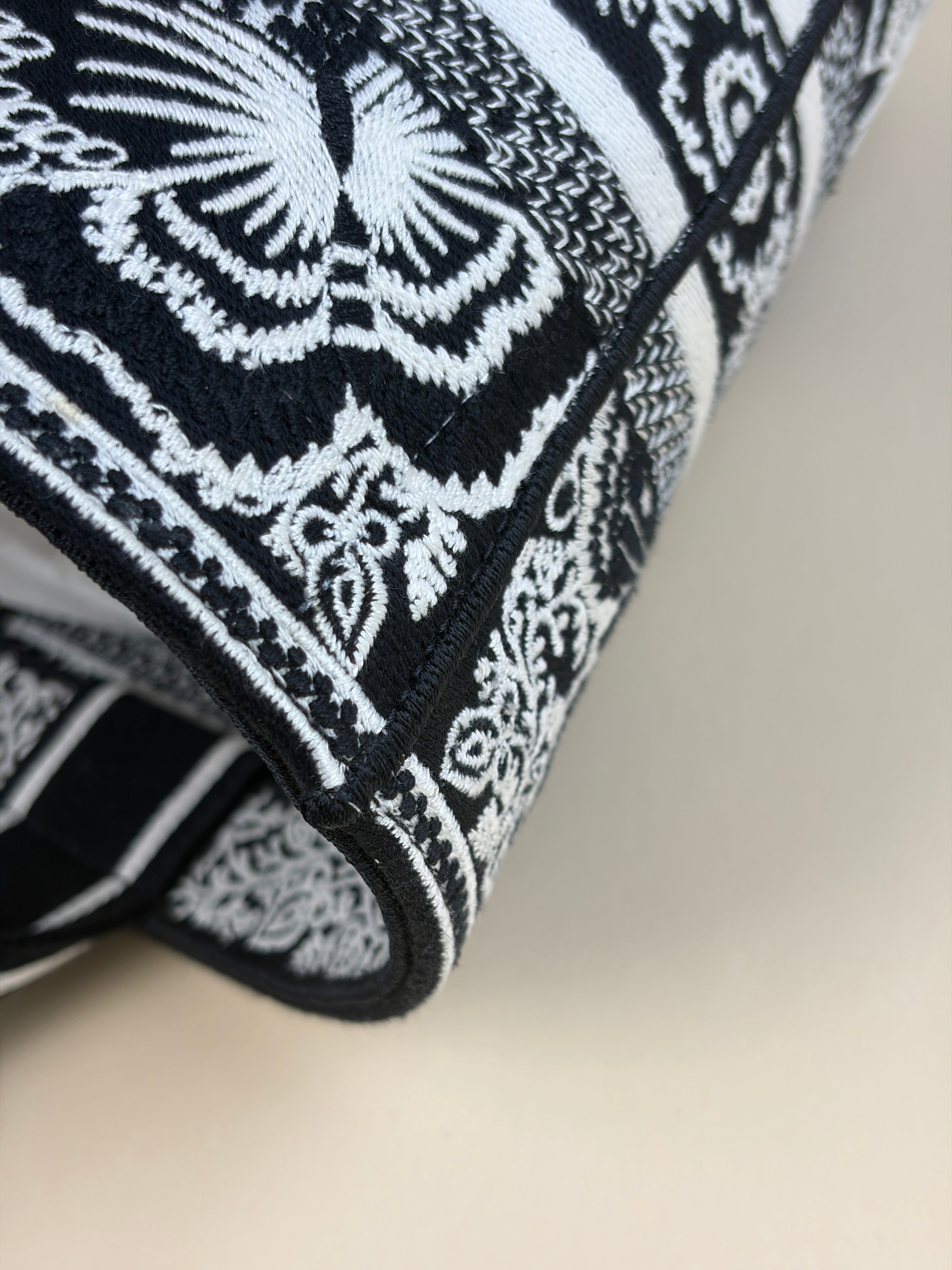 Christian Dior Bicolor Embroidered Butterfly Bandana Print Hat Basket Bag