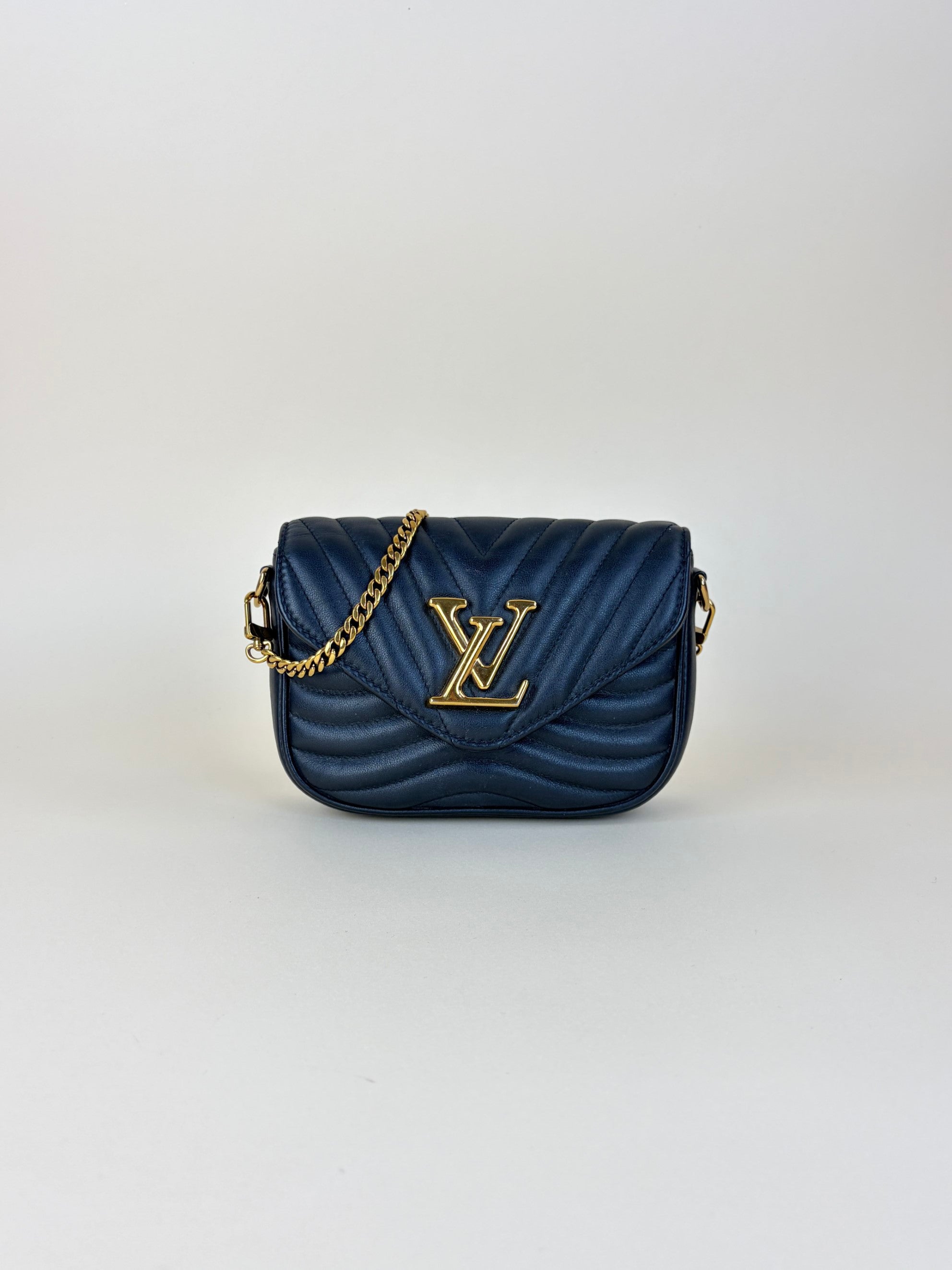 louis Vuitton black calfskin new wave multi pochette bag