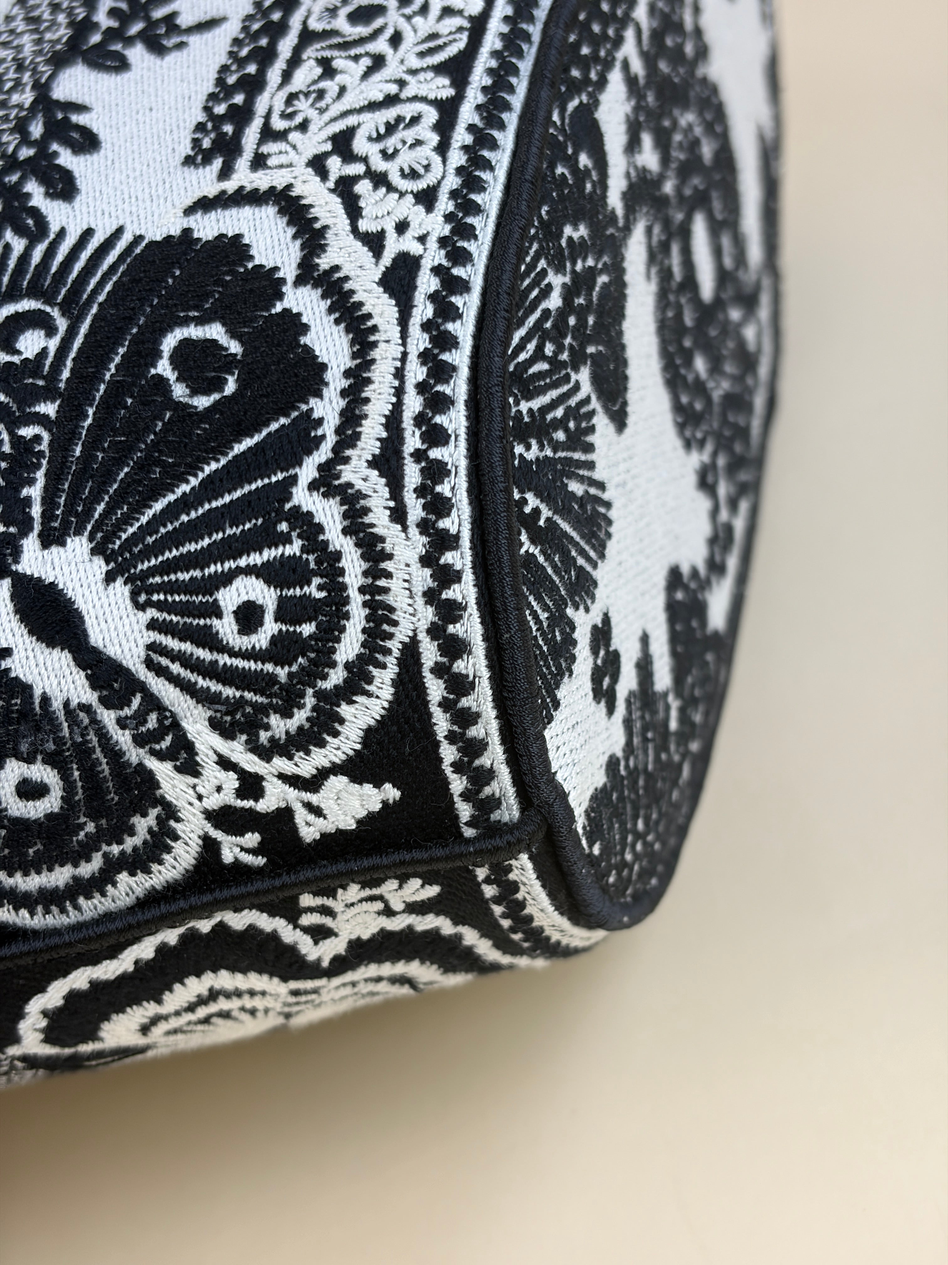 Christian Dior Bicolor Embroidered Butterfly Bandana Print Hat Basket Bag