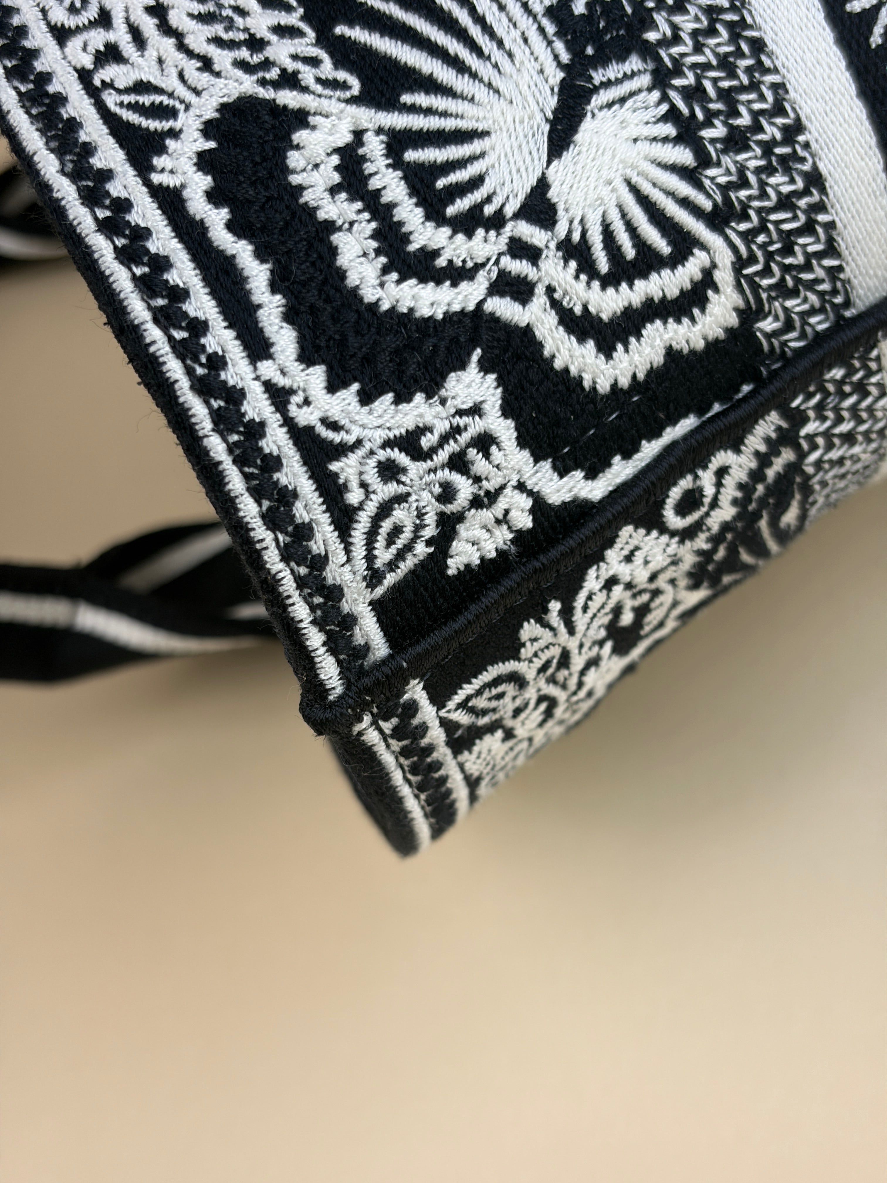 Christian Dior Bicolor Embroidered Butterfly Bandana Print Hat Basket Bag