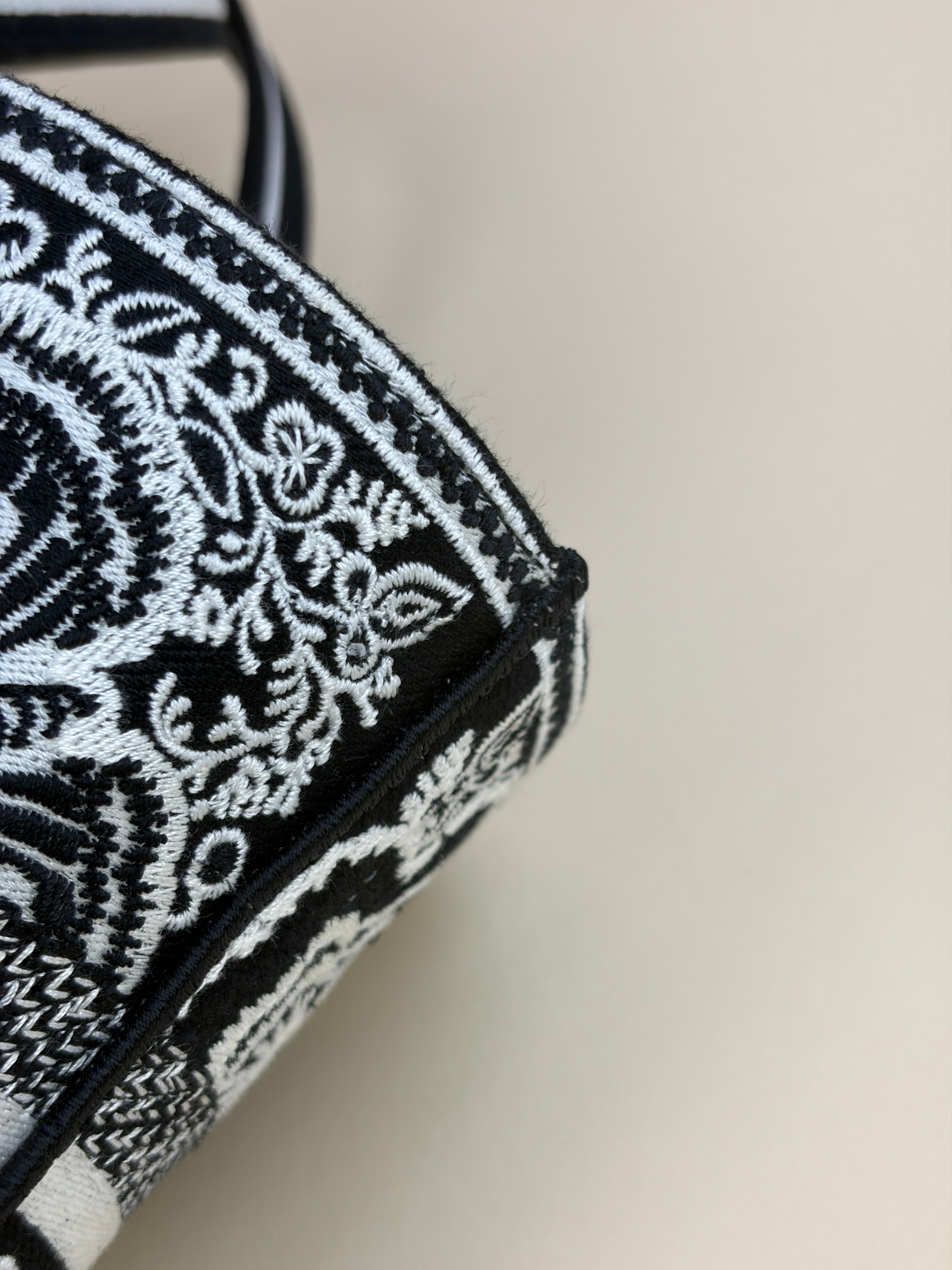 Christian Dior Bicolor Embroidered Butterfly Bandana Print Hat Basket Bag