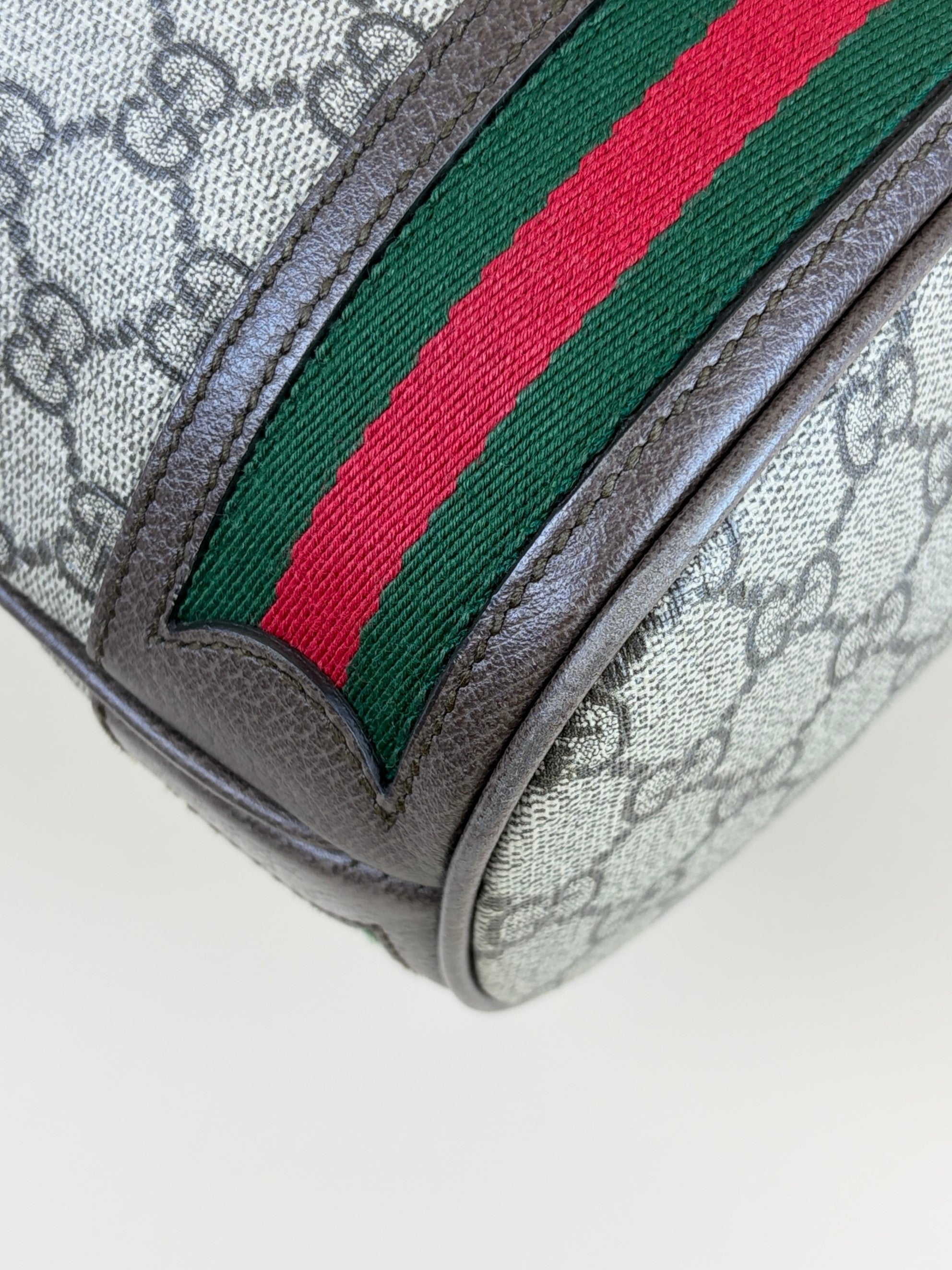 Gucci Bicolor GG Supreme Monogram Web Ophidia Bucket Bag