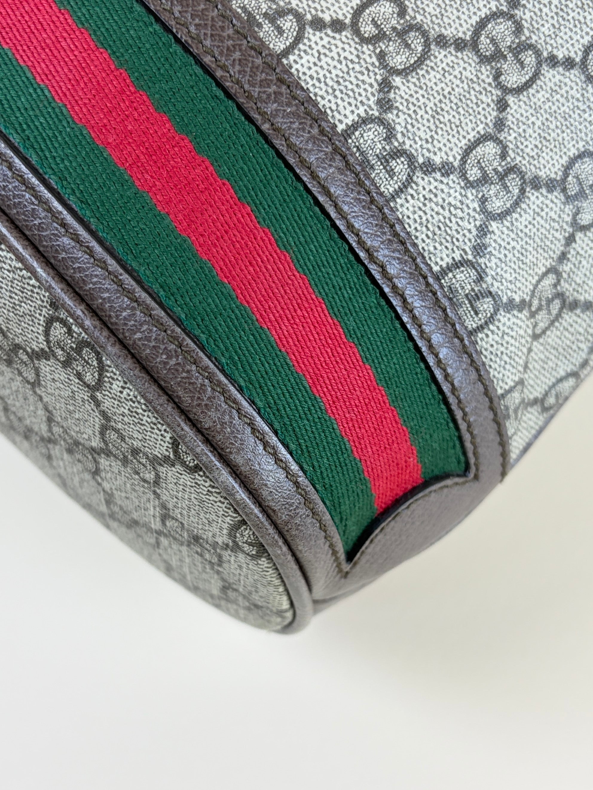Gucci Bicolor GG Supreme Monogram Web Ophidia Bucket Bag