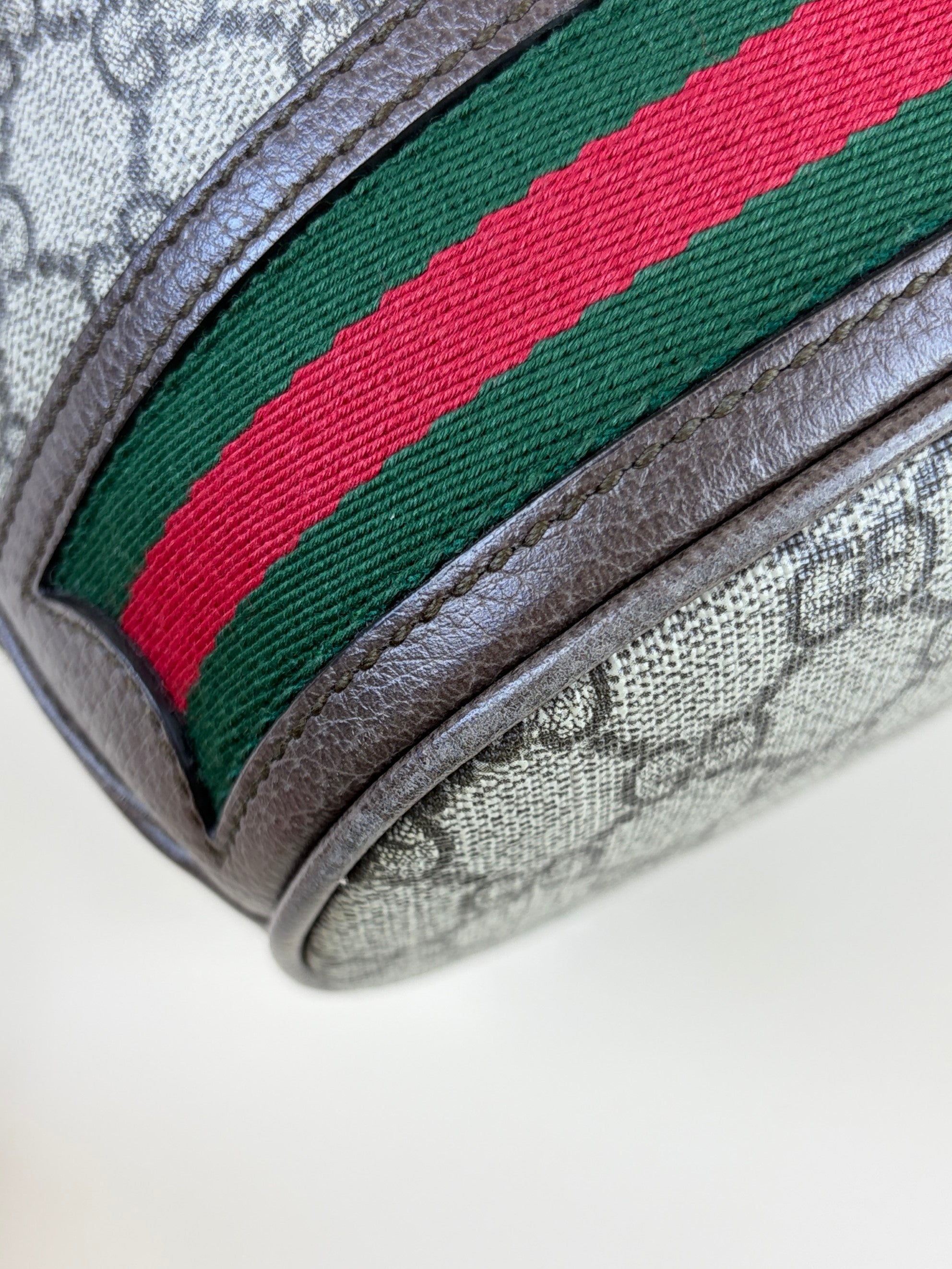Gucci Bicolor GG Supreme Monogram Web Ophidia Bucket Bag