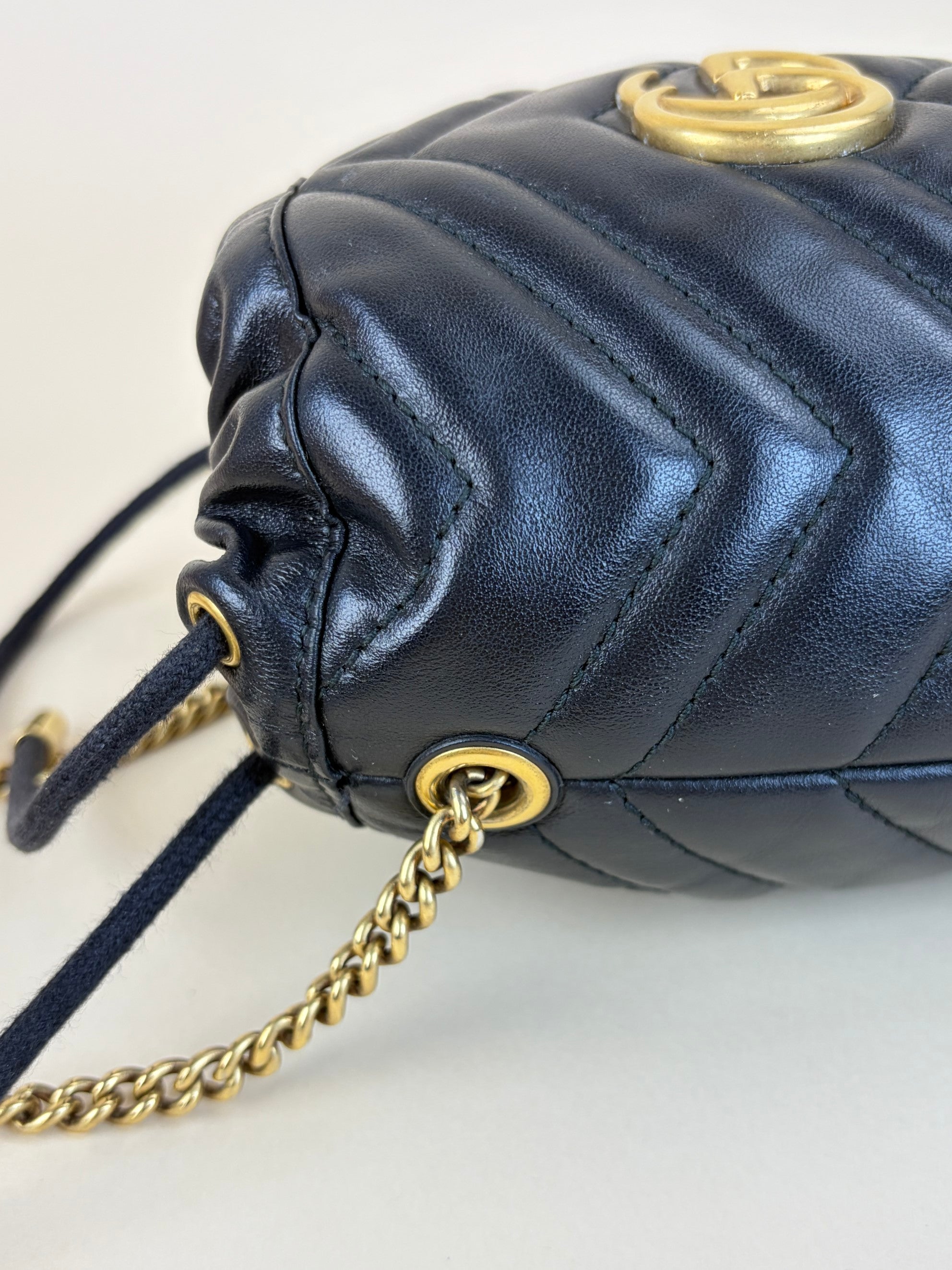 Gucci Black GG Marmont Mini Bucket Bag
