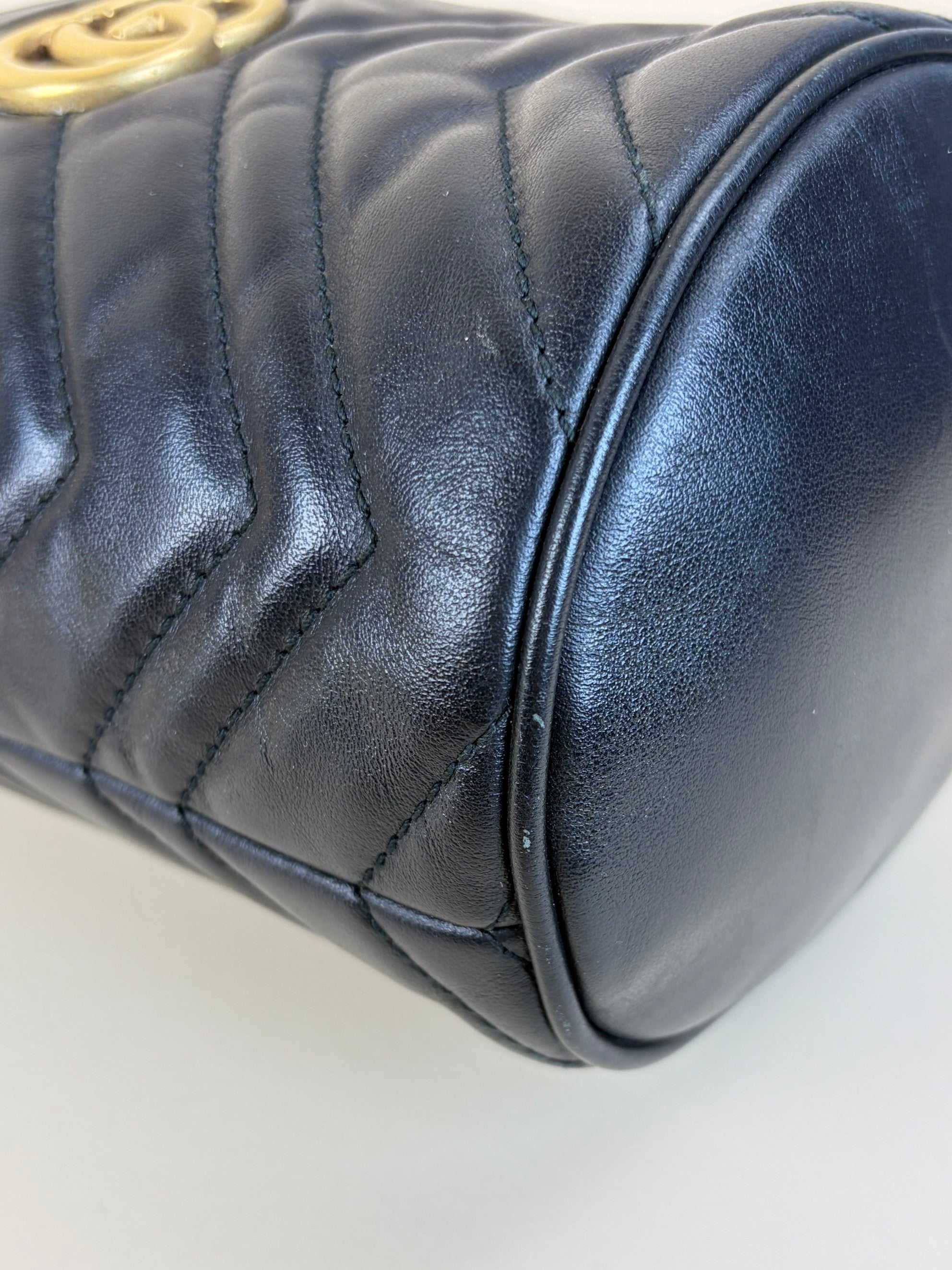 Gucci Black GG Marmont Mini Bucket Bag