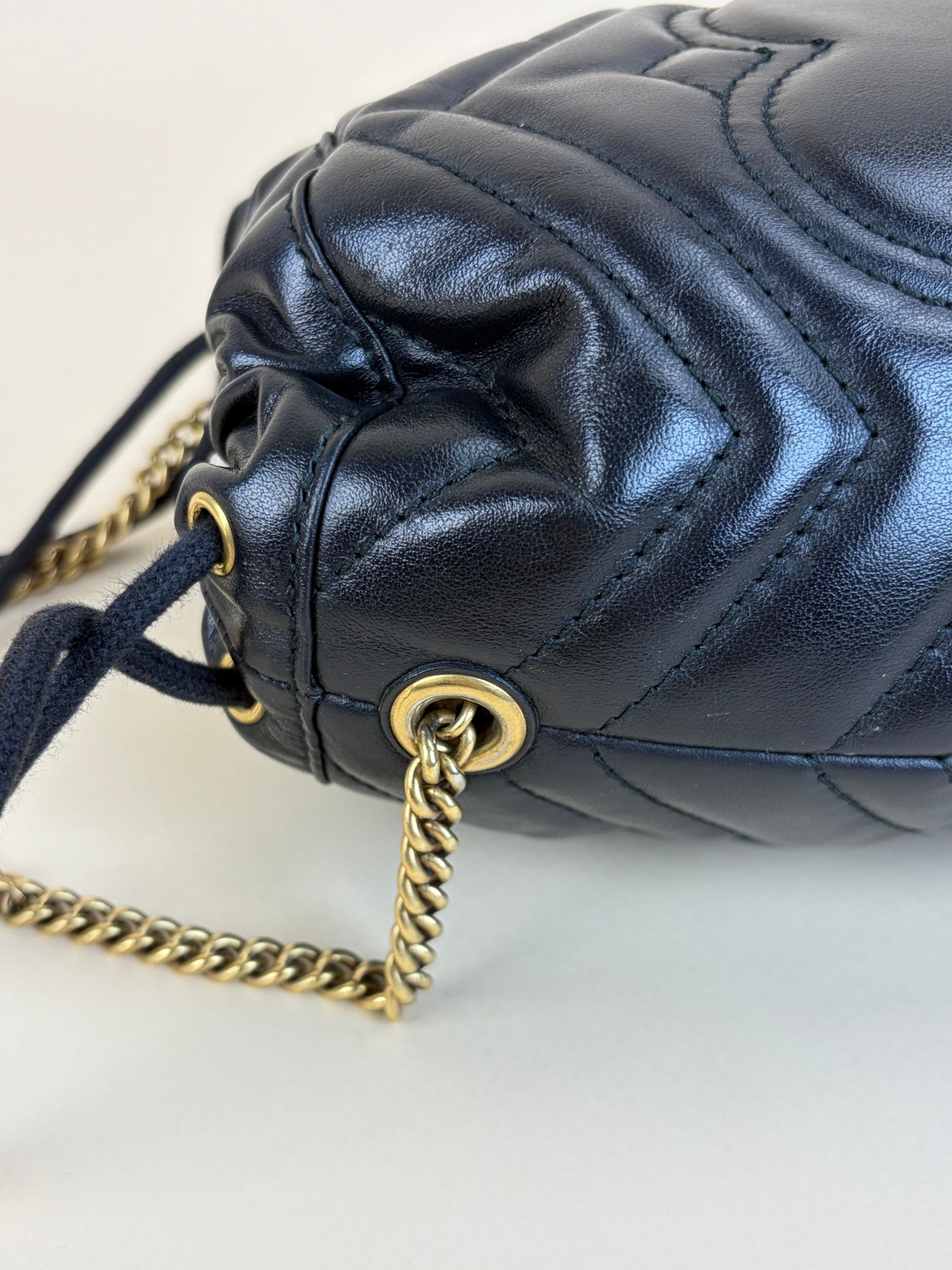 Gucci Black GG Marmont Mini Bucket Bag