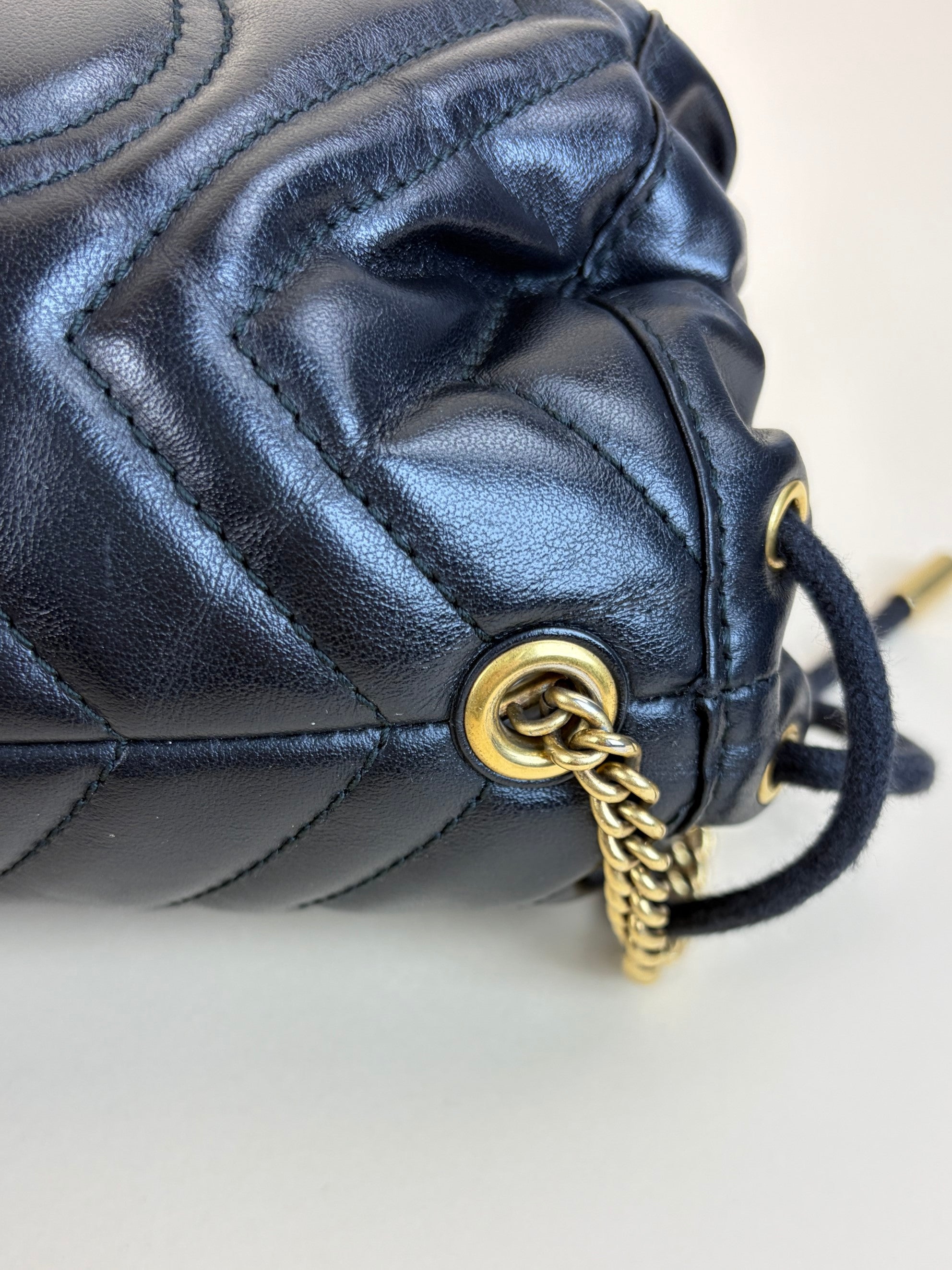 Gucci Black GG Marmont Mini Bucket Bag