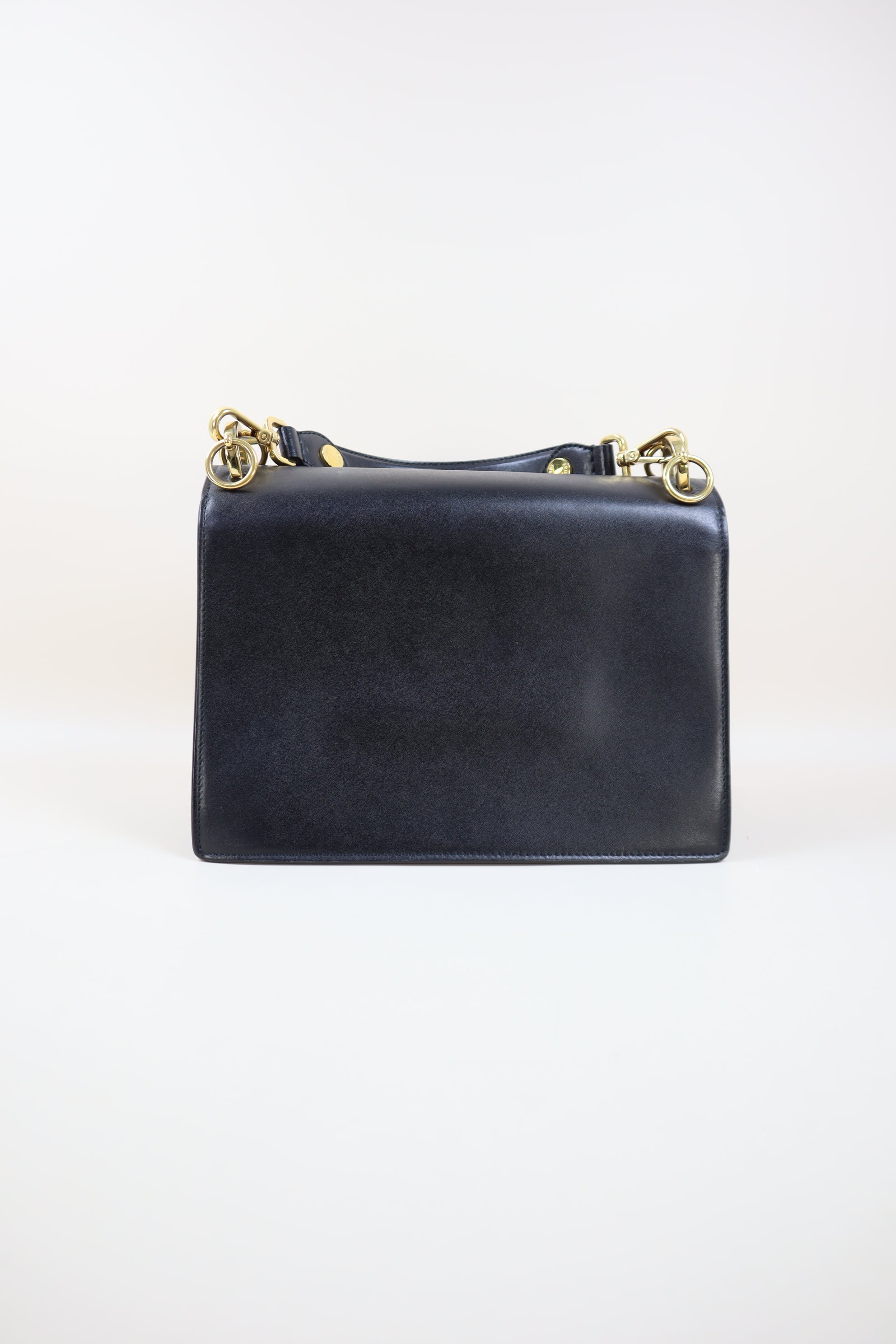 Fendi Black Monster Eye Top Handle Bag with Strap