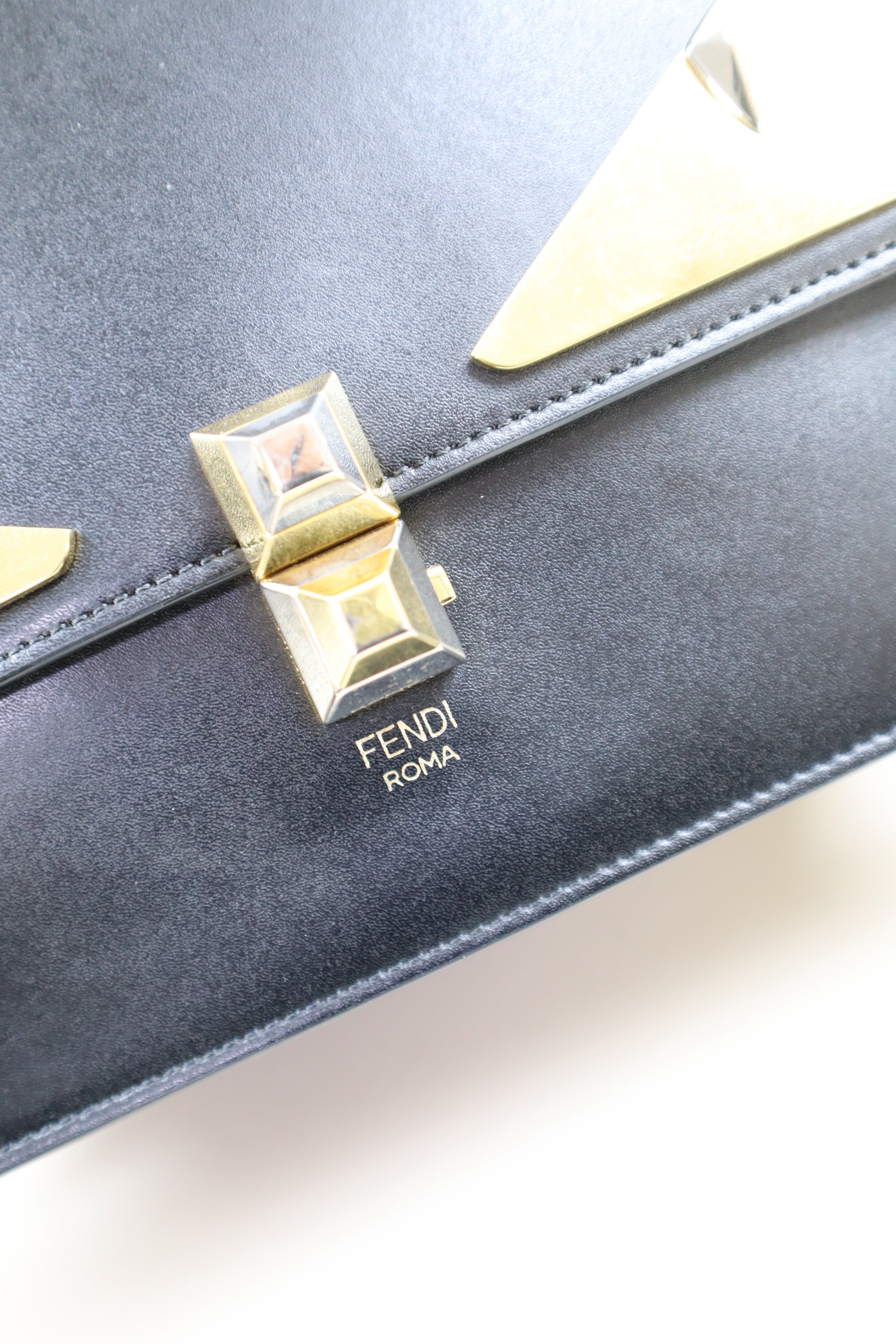Fendi Black Monster Eye Top Handle Bag with Strap