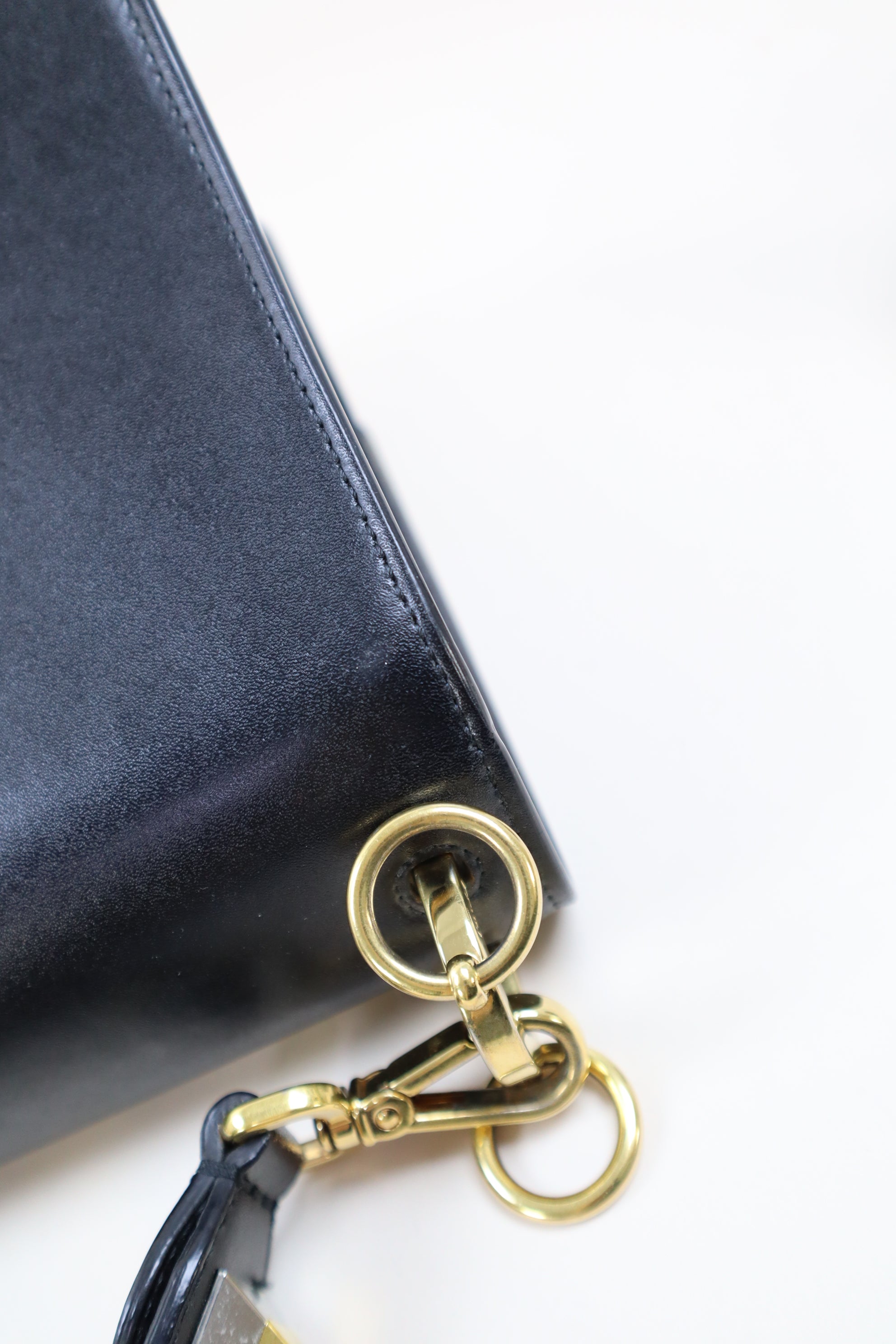 Fendi Black Monster Eye Top Handle Bag with Strap