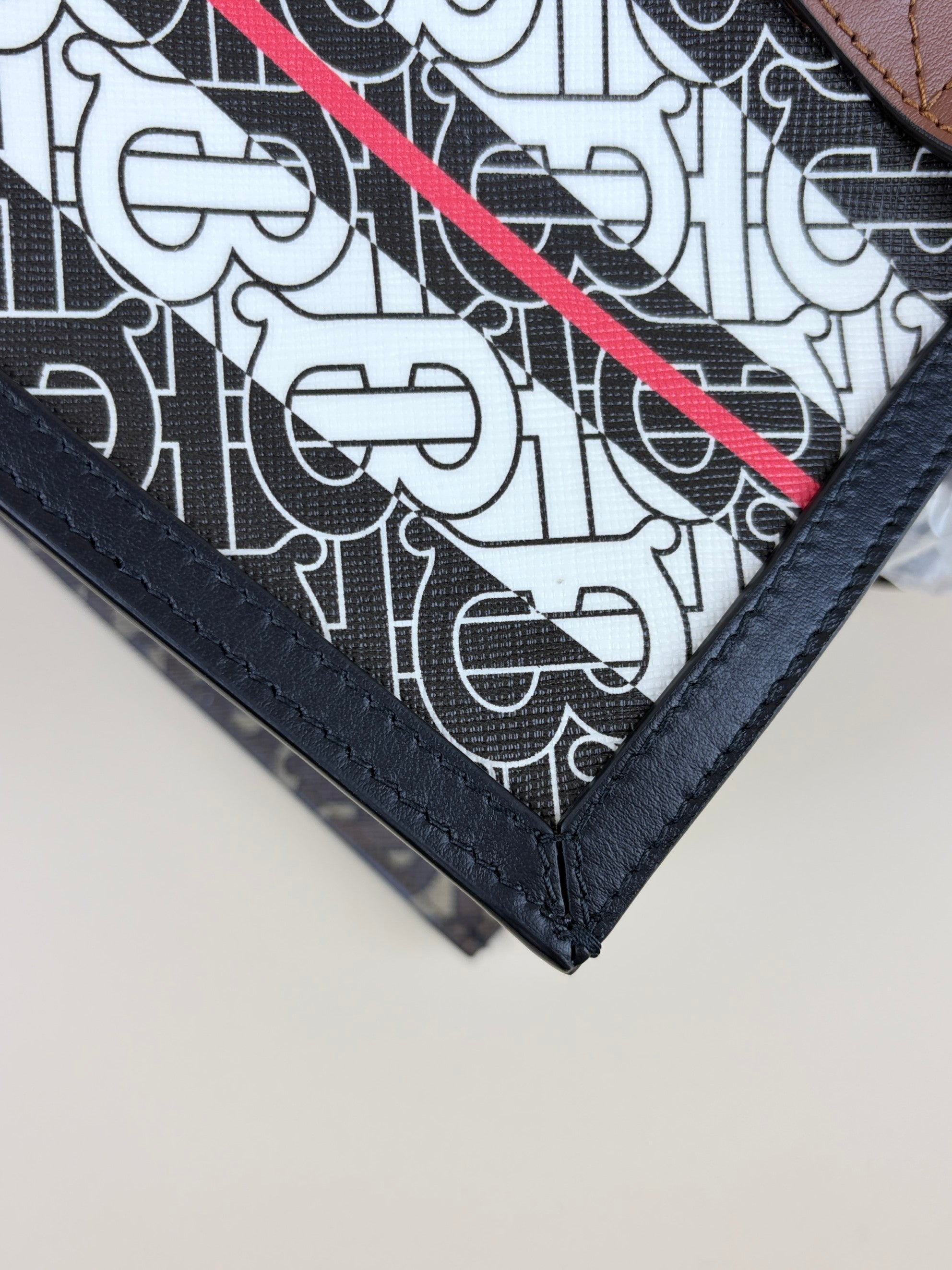 Burberry Bicolor Monogram E Canvas Bridle Stripe Small Book Tote Bag