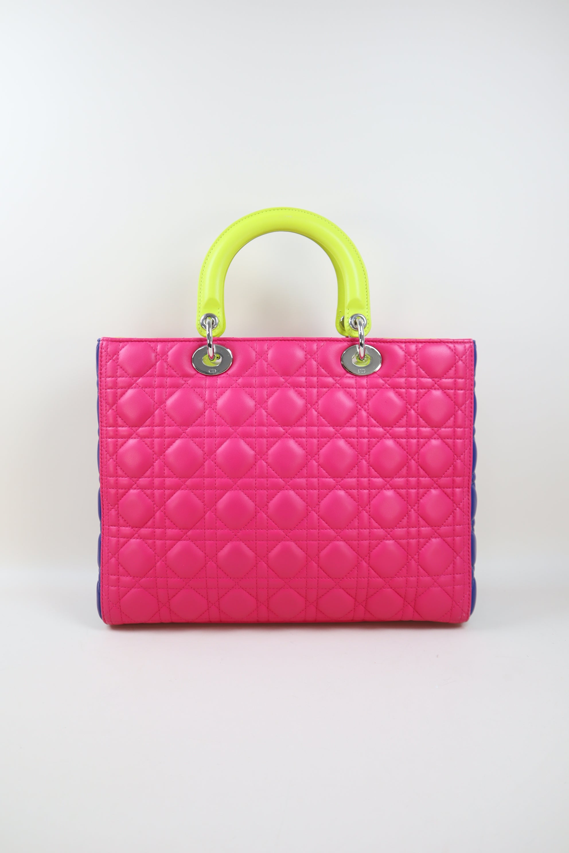 Christian Dior Tricolor Cannage Lady Dior Large with Strap
